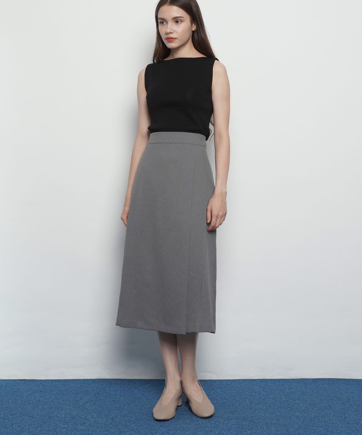 에이본(THE-ABON) W327 rap long skirts beige