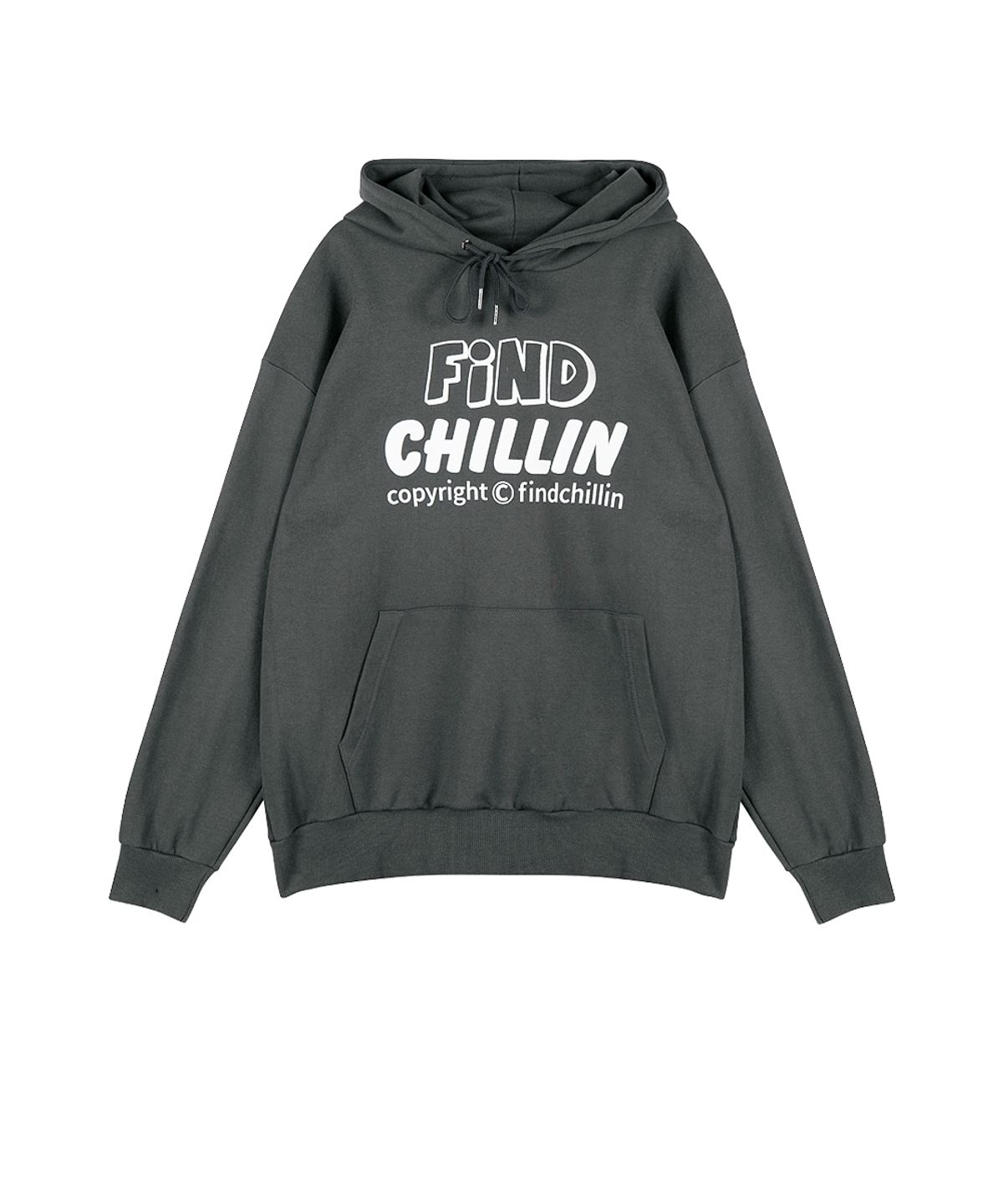 파인드칠린(FINDCHILLIN) CB3121 키치 로고 후드 차콜블랙