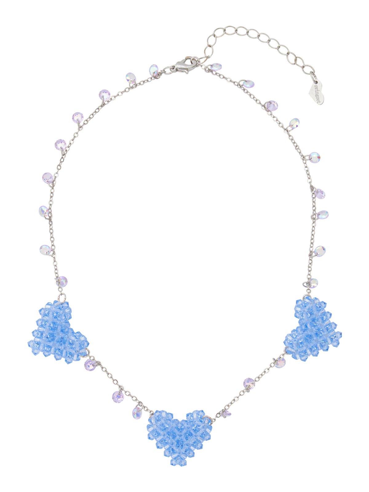 스윙셋(SWINGSET) Triple Heart Beads Necklace (Sky Blue)