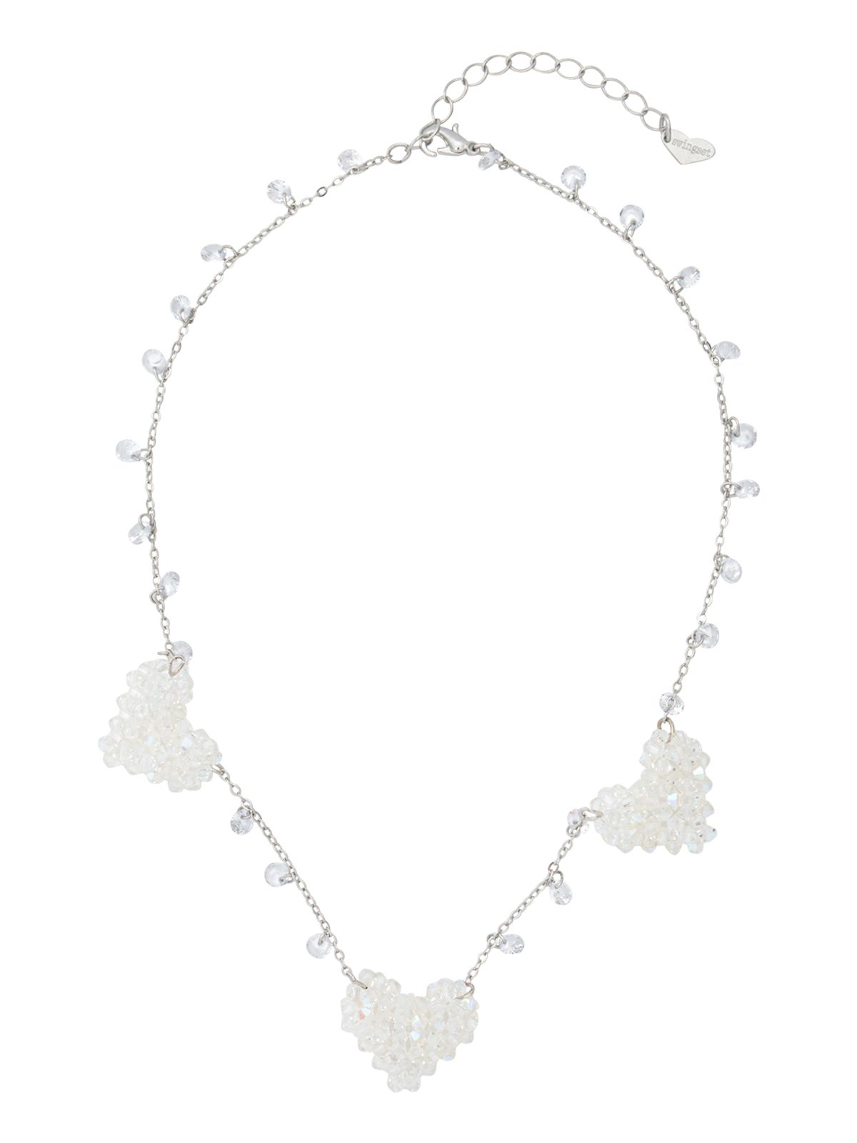 스윙셋(SWINGSET) Triple Heart Beads Necklace (Clear)