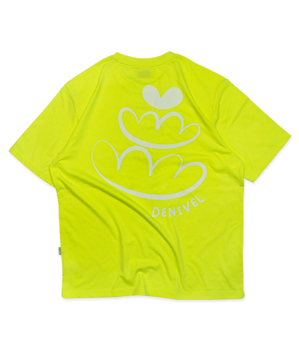 드니벨(DENIVEL) 오버핏 하트라인 심볼 티셔츠 (Neon Yellow)
