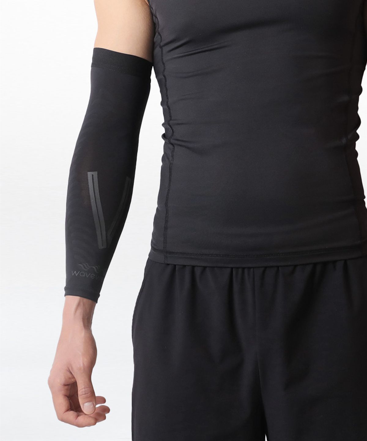 웨이브웨어(WAVEWEAR) 테니스/골프엘보 테이핑 스킨핏 팔보호대 F1 (블랙)