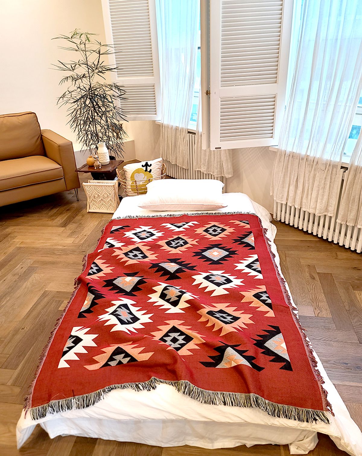 블랑쉬하우스(BLANCHE HOUSE) 파이어브릭 보해미안 에스닉 블랭킷 빈티지 블랭킷