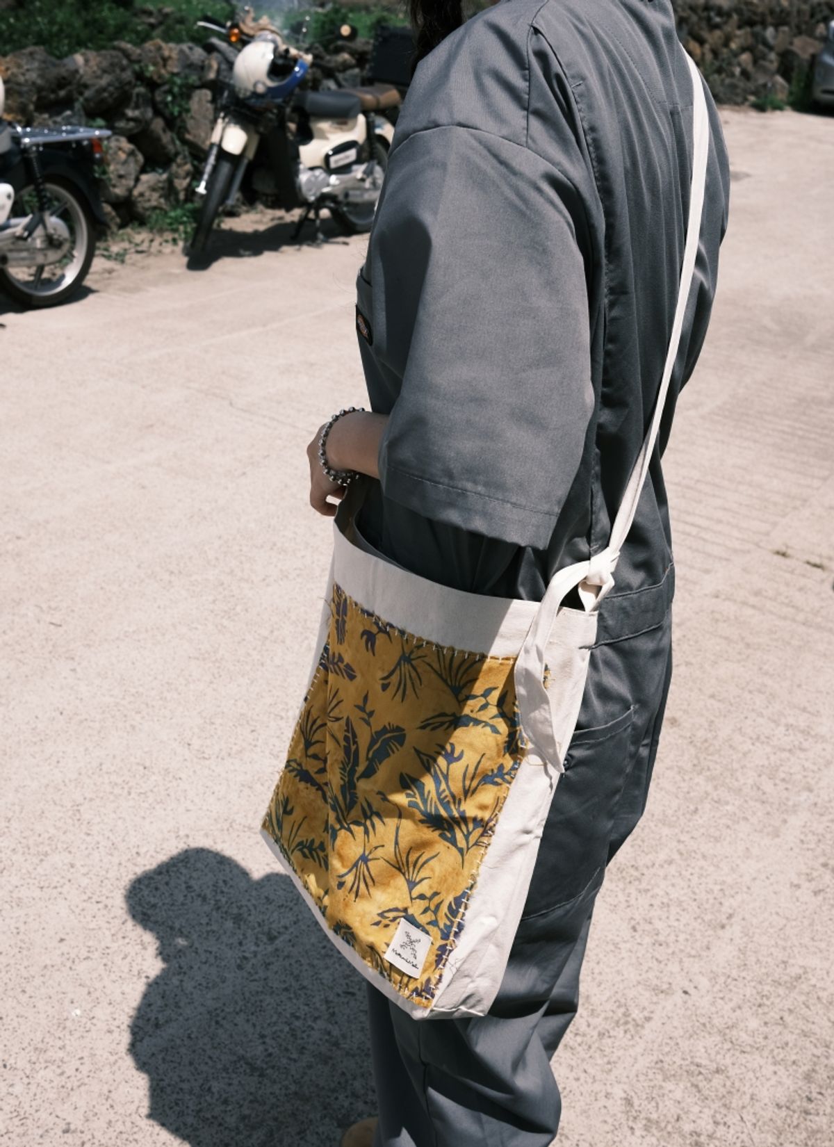 멧앤멜(MATT AND MEL) [Patchwork Canvas Bag] Banana Leaves - Mustard