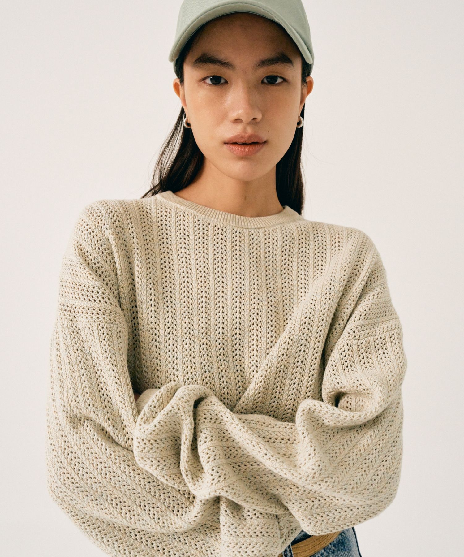 ◆SATUR◆ Ibiza ocean graphic mesh knit natural green SA242M MUSINSA | SATUR Ibiza Natural Mesh Knit Natural Green