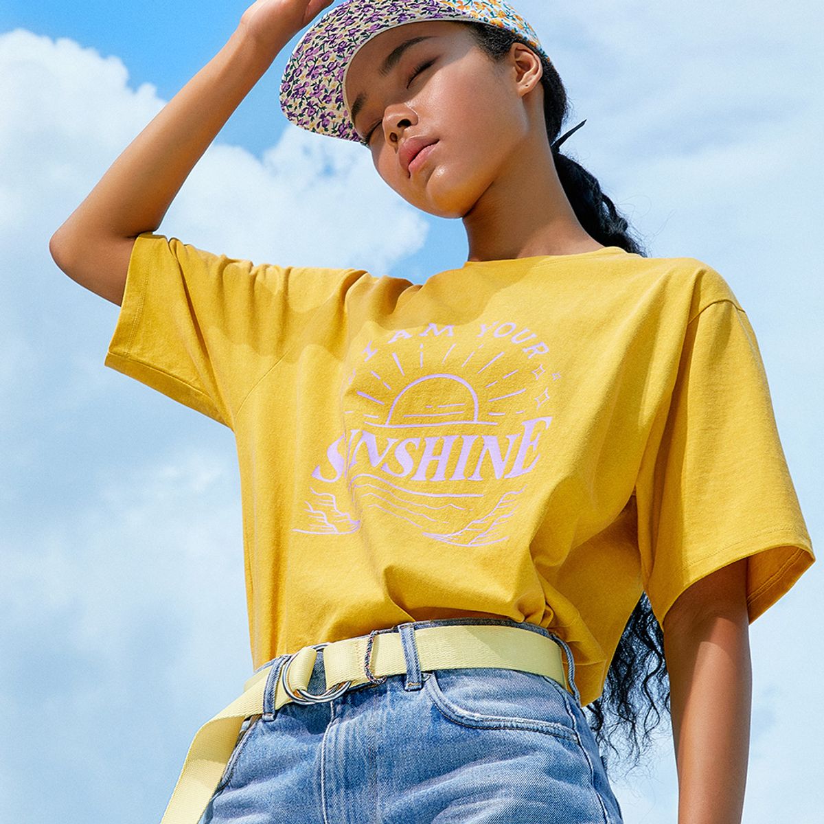 썸띵굿(SOMETHING GOOD) Sunshine Pigment T shirts YELLOW