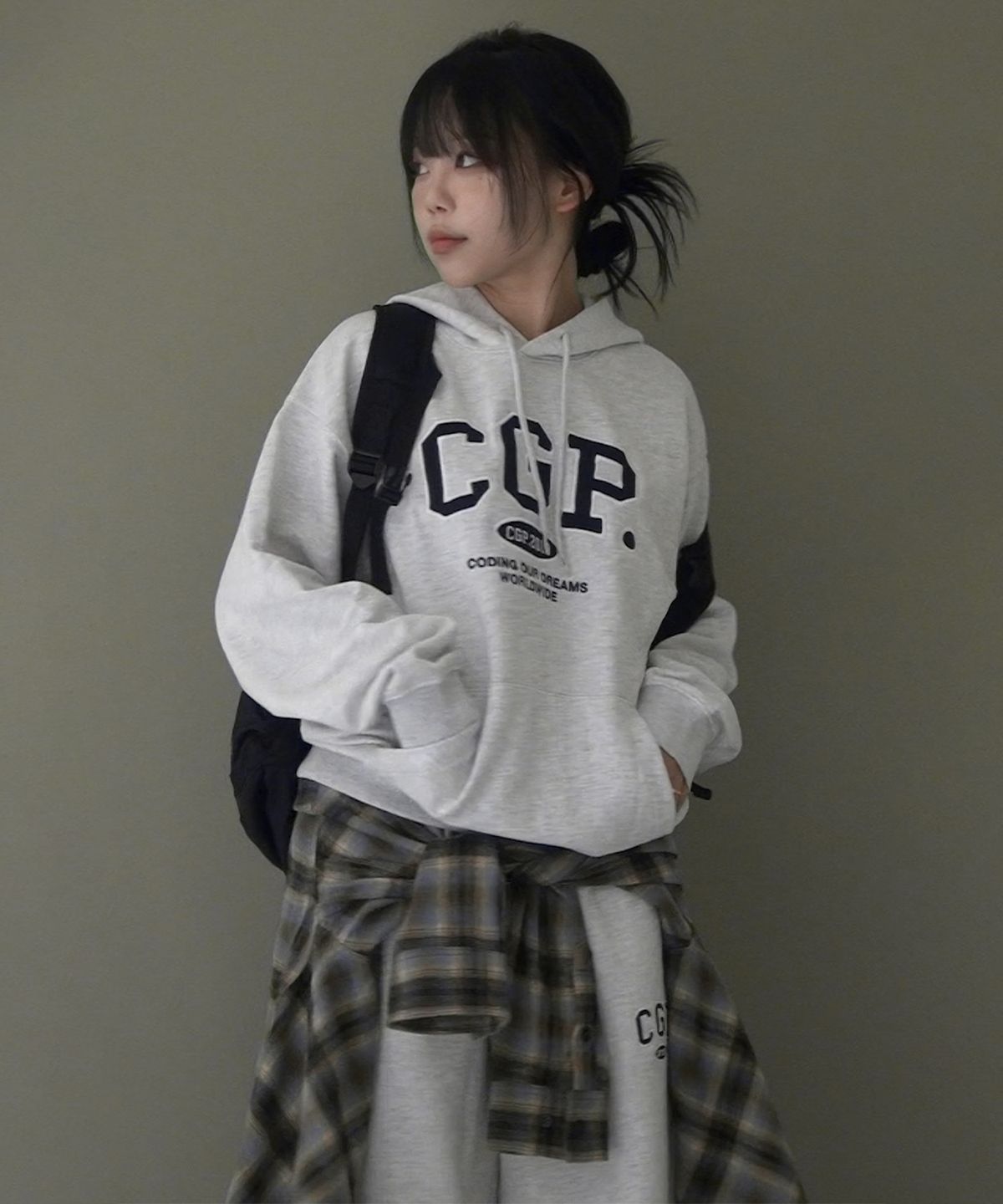 코드그라피(CGP) CGP 아치 로고 후드티_라이트그레이