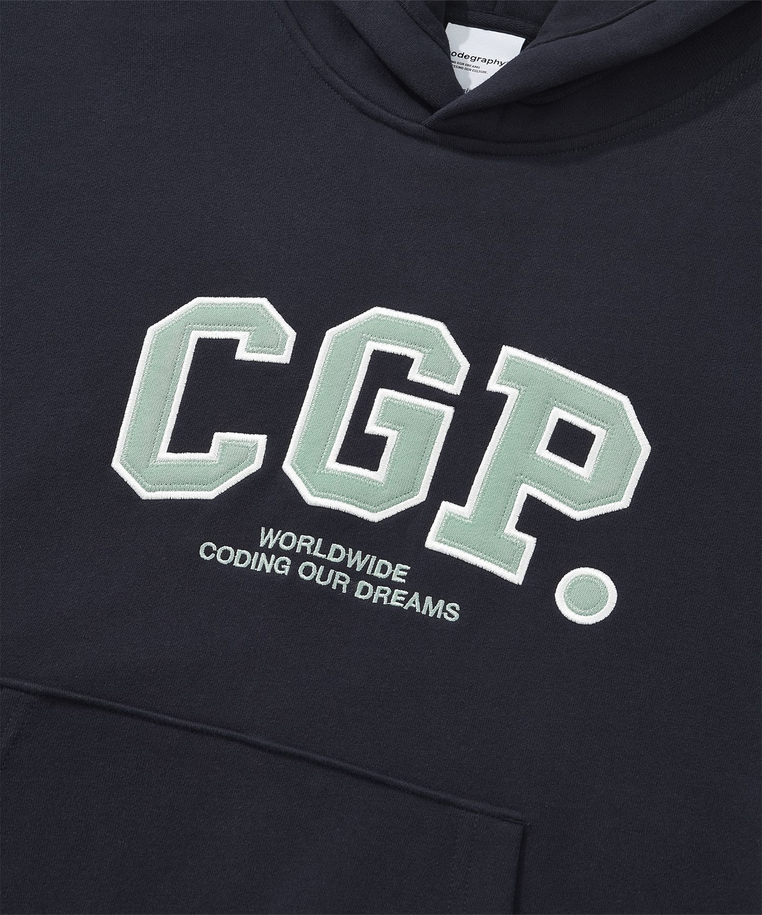 MUSINSA | Codegraphy CGP ARCH LOGO HOODIE_NAVY