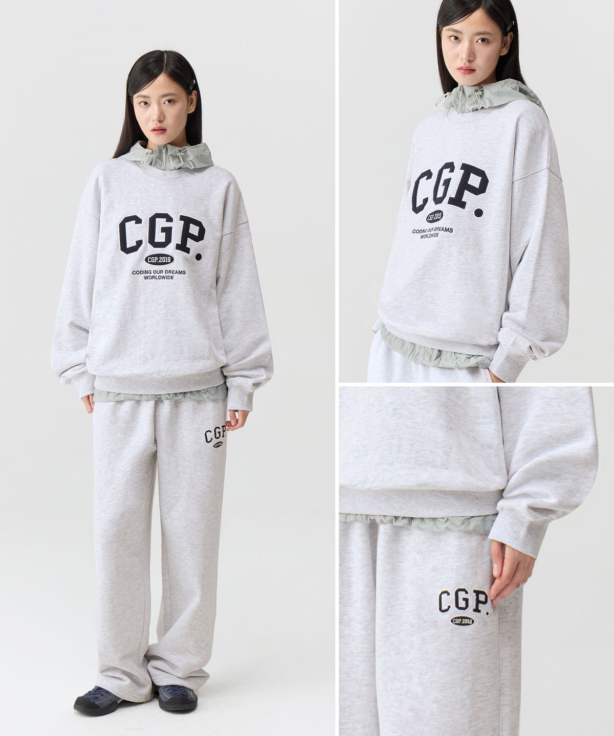 코드그라피(CGP) CGP 아치 로고 맨투맨_라이트그레이