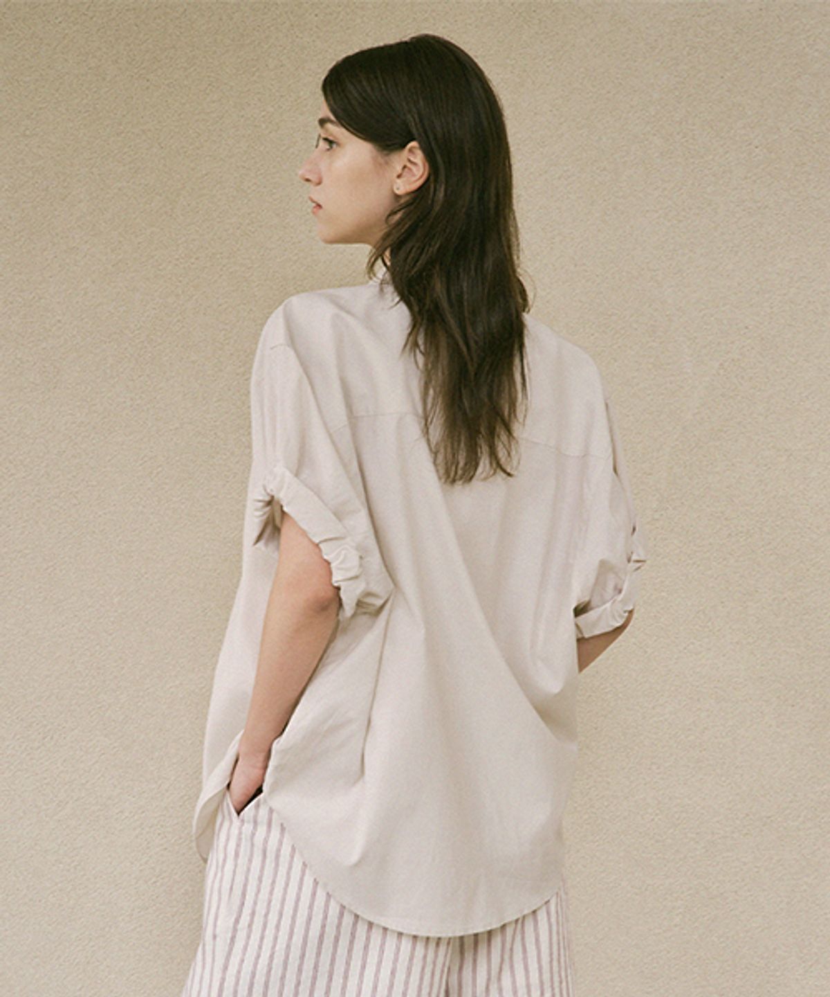 링서울(LINGSEOUL) roll-up blouse-light beige