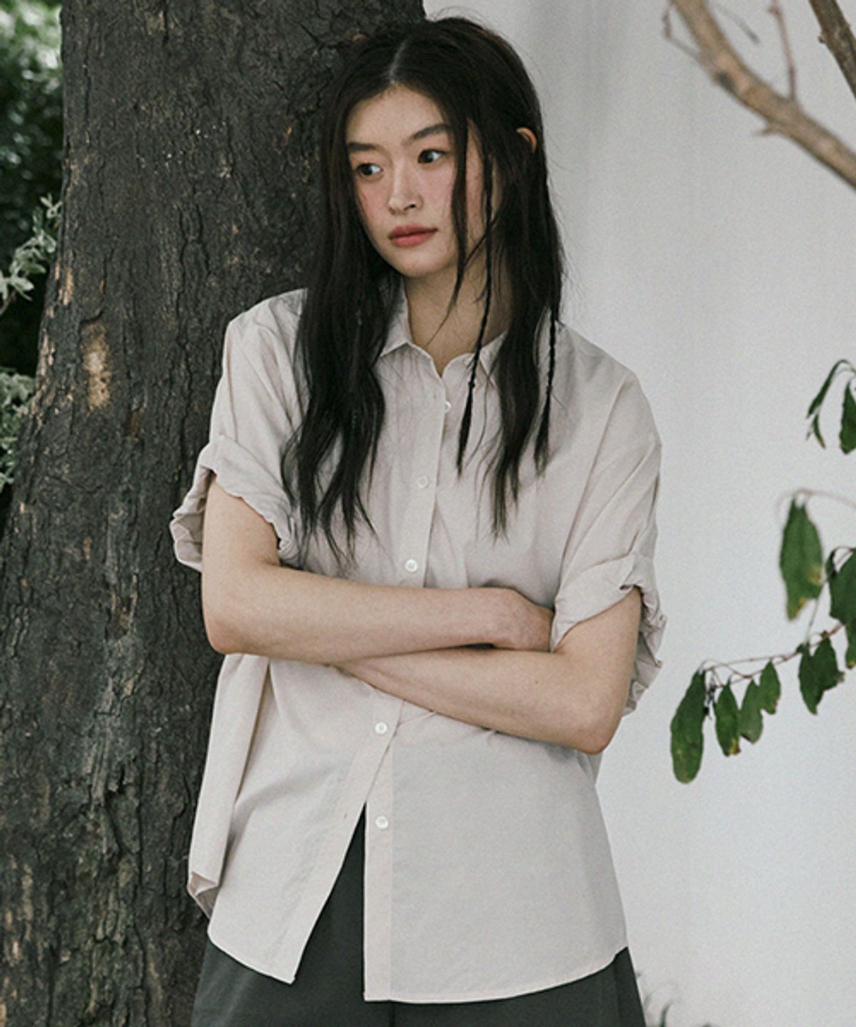 링서울(LINGSEOUL) roll-up blouse-light beige