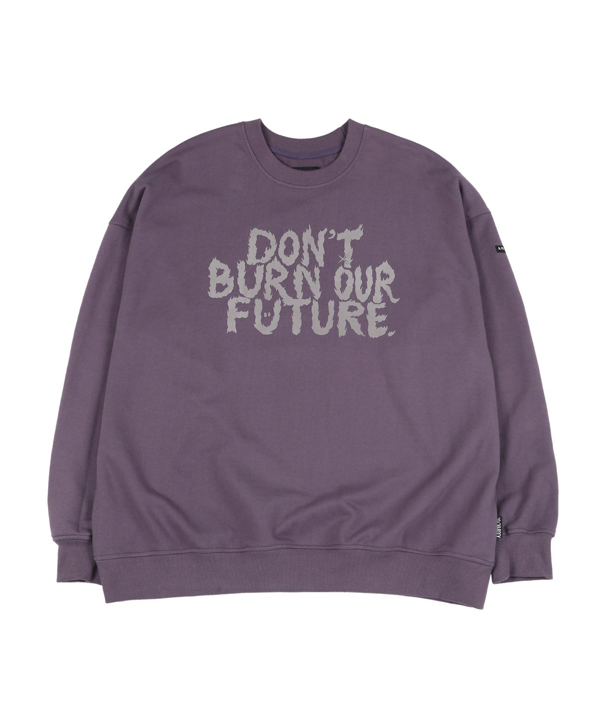 아조바이아조(AJOBYAJO) Flocked (19) Slogan Sweatshirt [Purple]