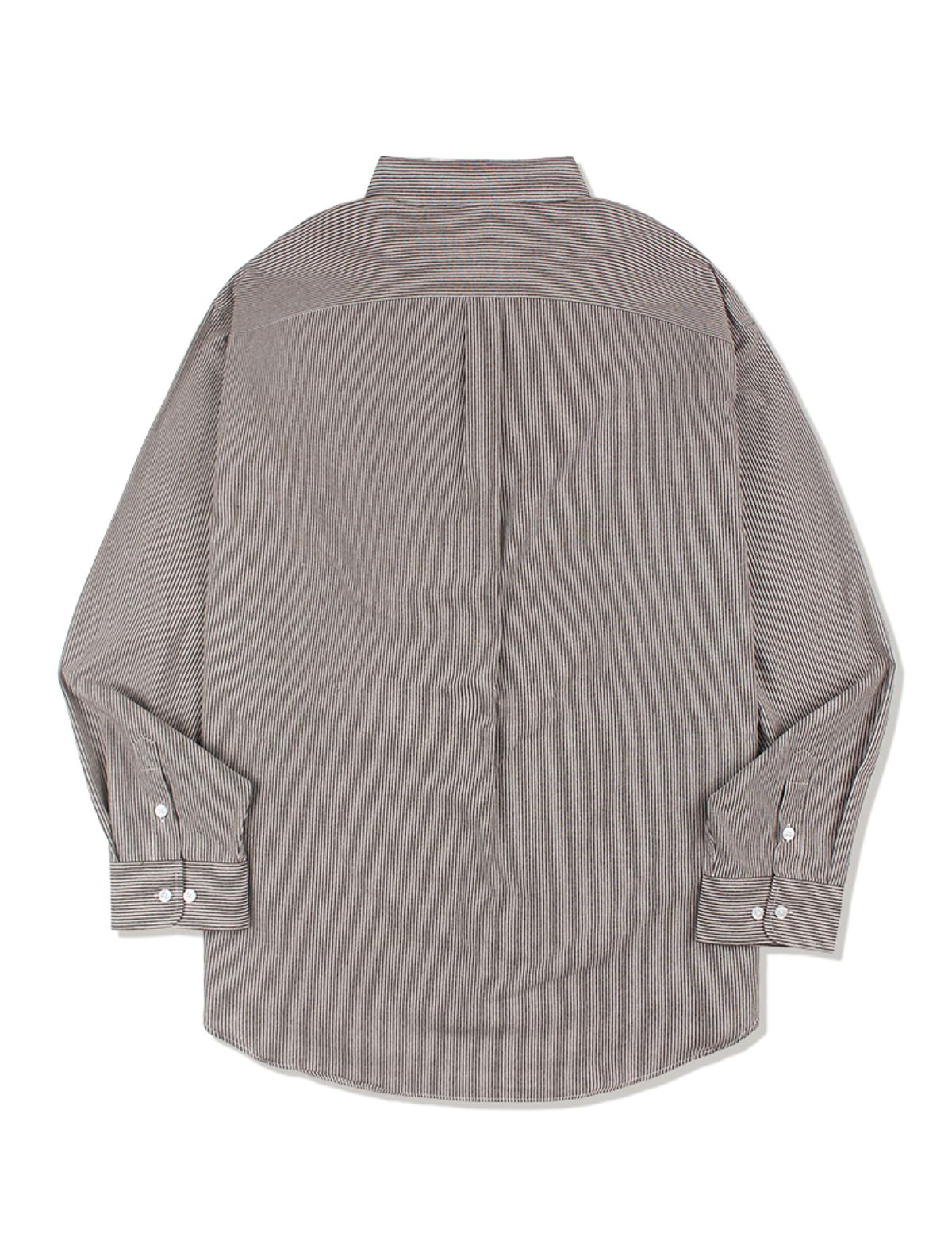 라 메종 스튜디오(LA MAISON STUDIO) UNISEX 세미오버핏 스트라이프 포켓자수 셔츠 브라운(FCB3SH306M)
