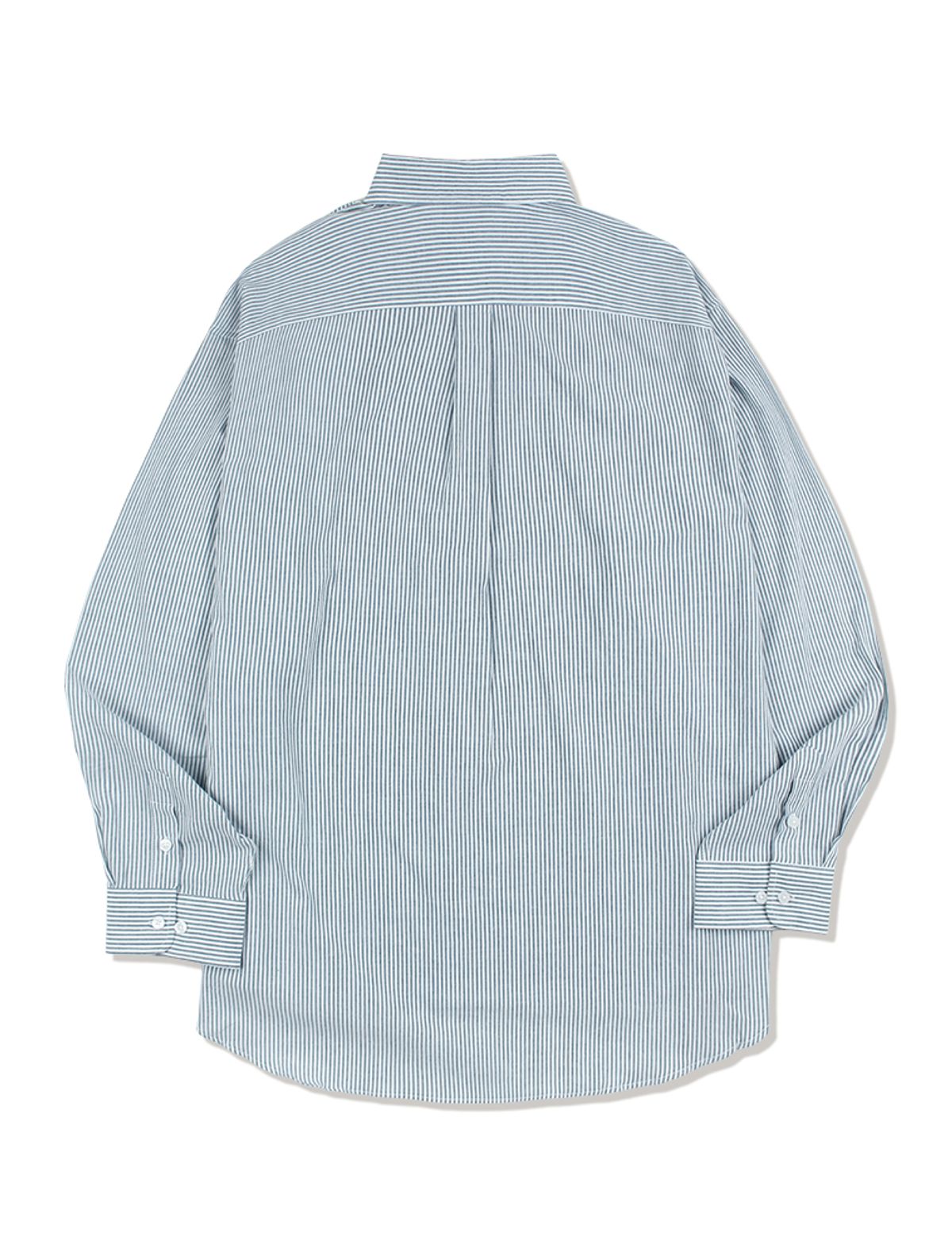 라 메종 스튜디오(LA MAISON STUDIO) UNISEX 세미오버핏 핀스트라이프 포켓자수 셔츠 블루(FCB3SH308M)