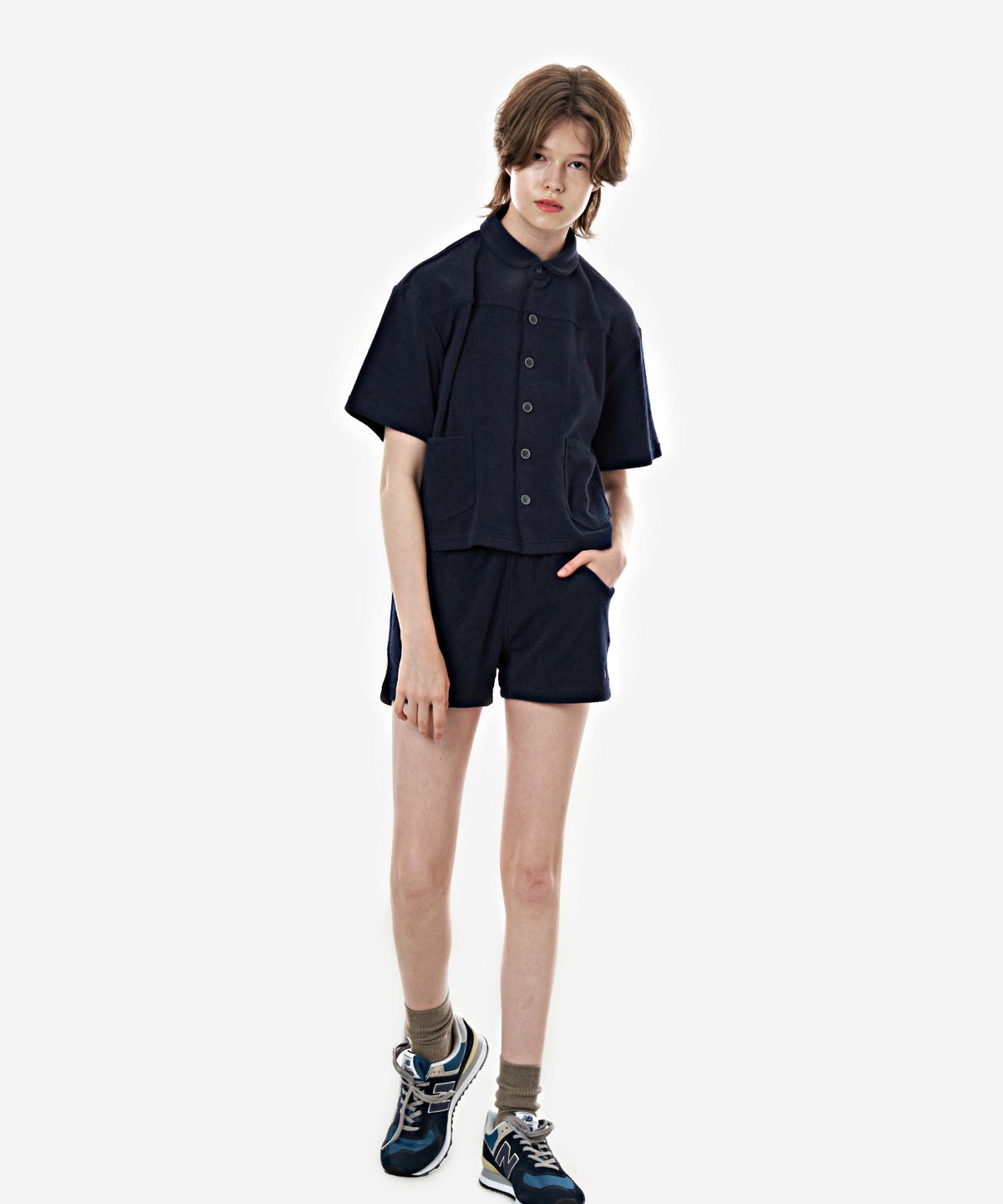 베이크셔츠(BAKESHIRT) 세일링 클럽 카라 셔츠 네이비