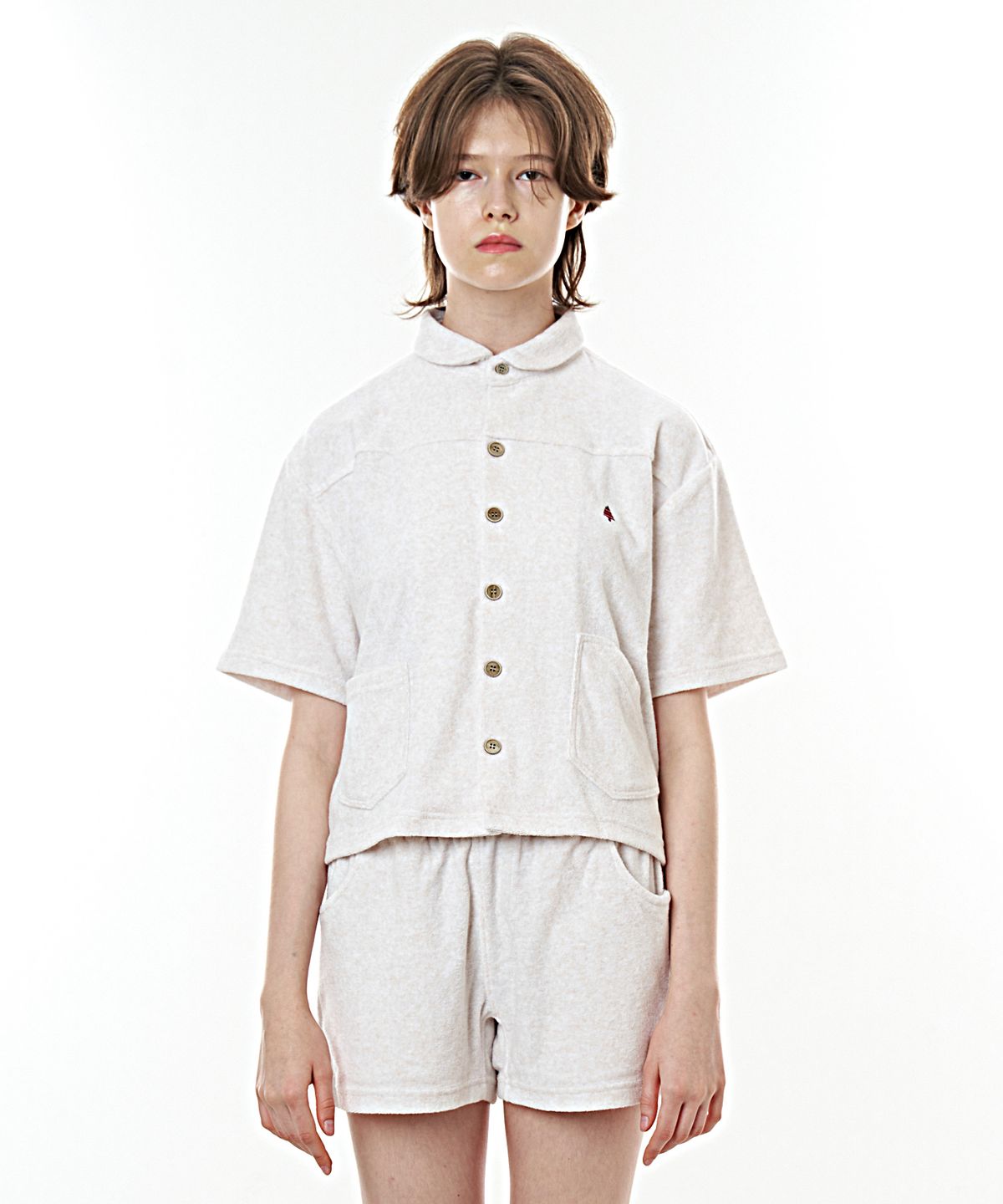 베이크셔츠(BAKESHIRT) 세일링 클럽 카라 셔츠 오트밀