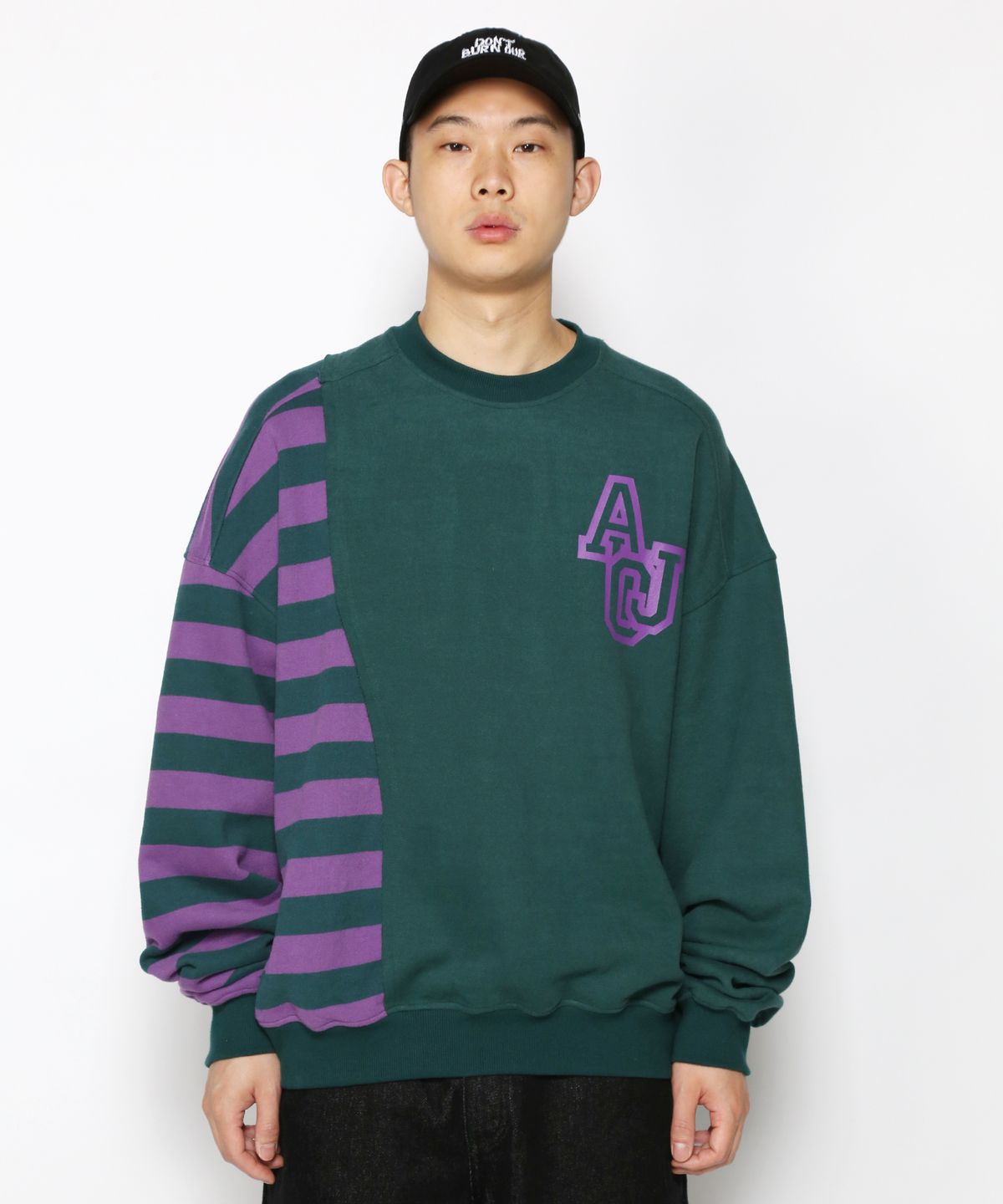 아조바이아조(AJOBYAJO) Twofold Stripe Sweatshirt [Green]