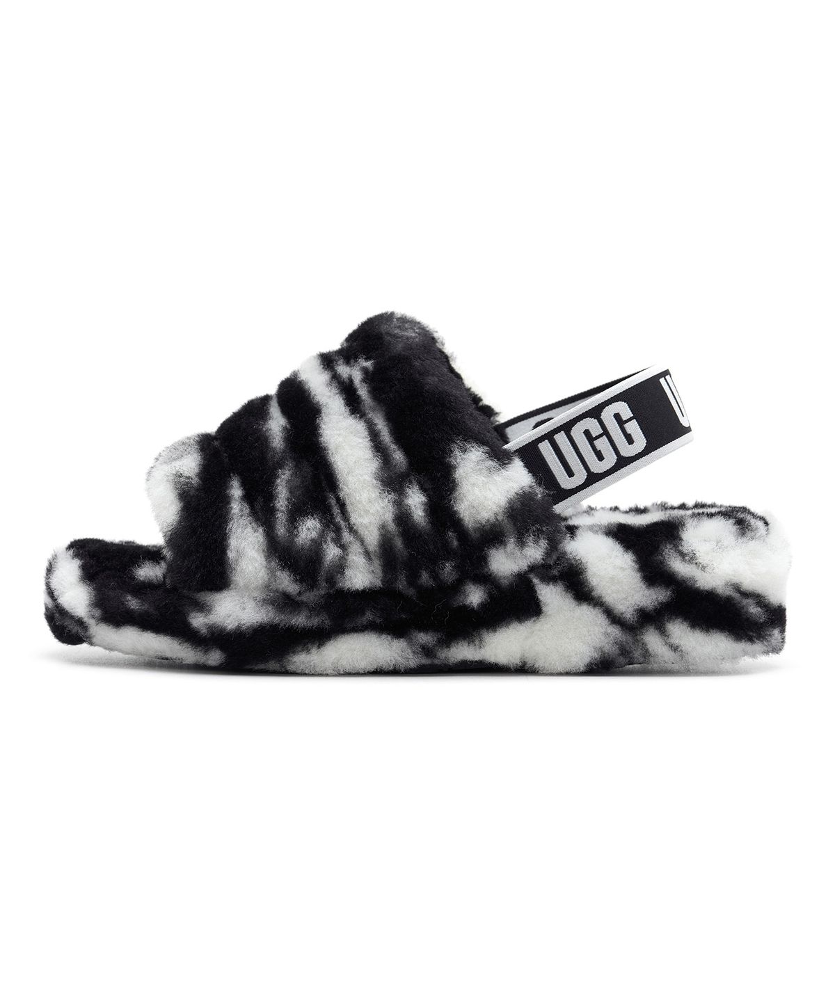 어그(UGG) UGG 스트랩 퍼 슬리퍼 (플러프 예 슬라이드 마블) W - 블랙 / 1122554BLK
