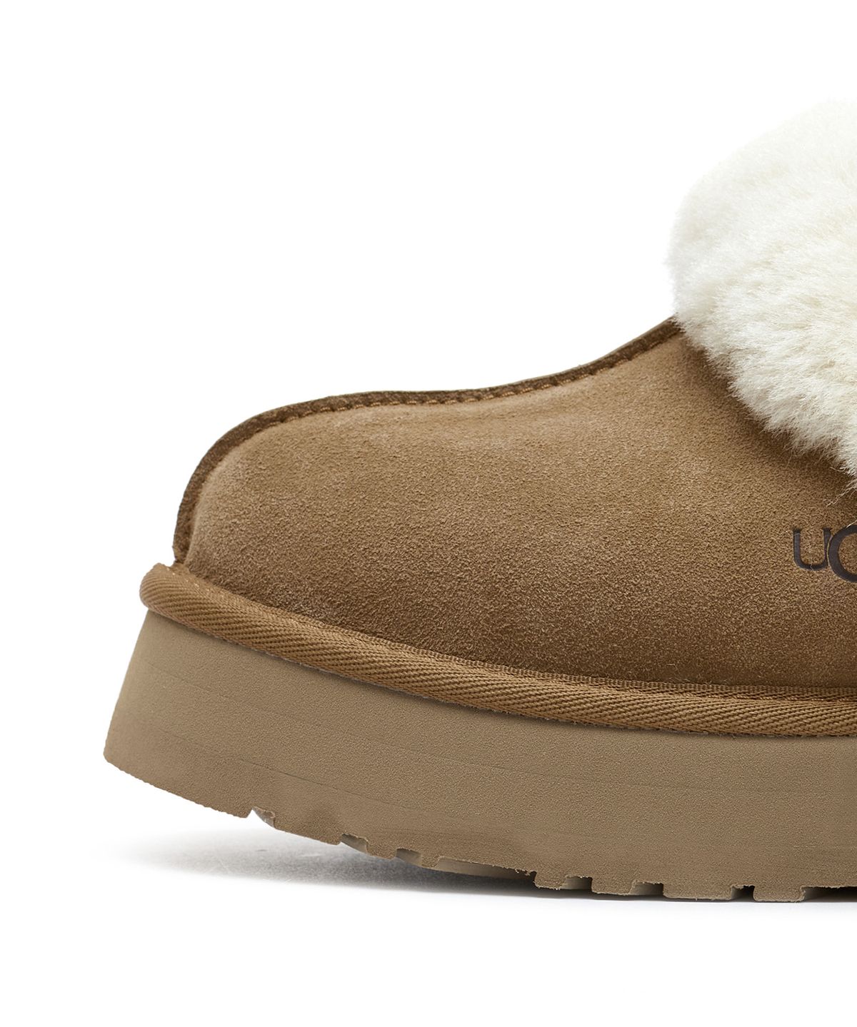 어그(UGG) 퍼 카라 스웨이드 플랫폼 슬리퍼 (디스케트) W - 체스넛 / 1122550CHE