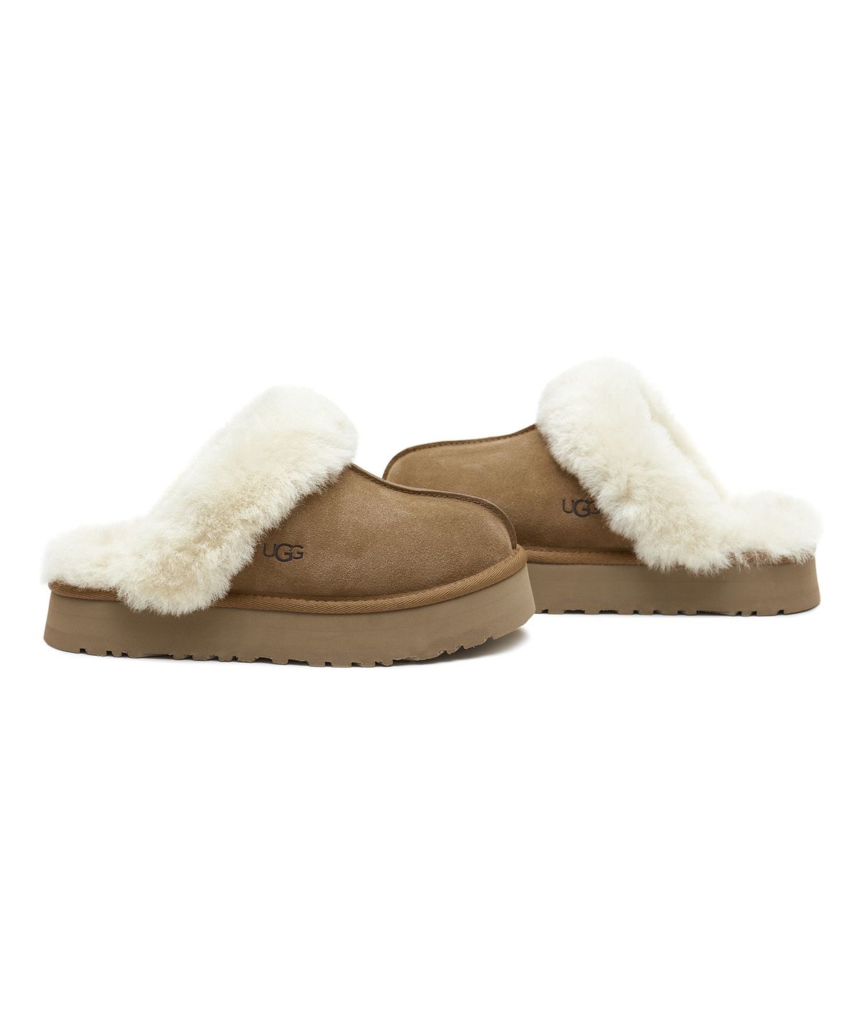 어그(UGG) 퍼 카라 스웨이드 플랫폼 슬리퍼 (디스케트) W - 체스넛 / 1122550CHE