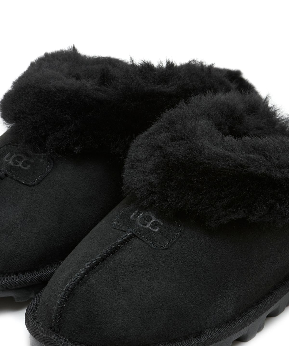 어그(UGG) [WOMEN] 퍼 카라 스웨이드 슬리퍼 (코케트) - 블랙 / 5125BLK