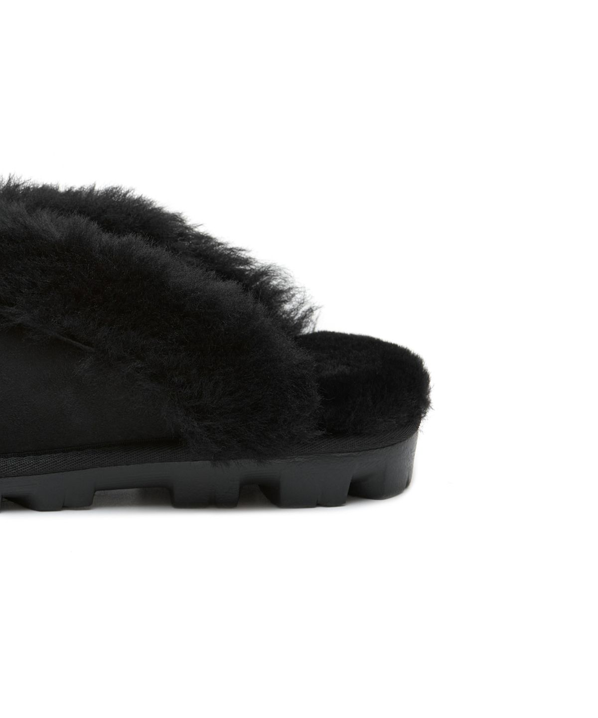 어그(UGG) [WOMEN] 퍼 카라 스웨이드 슬리퍼 (코케트) - 블랙 / 5125BLK