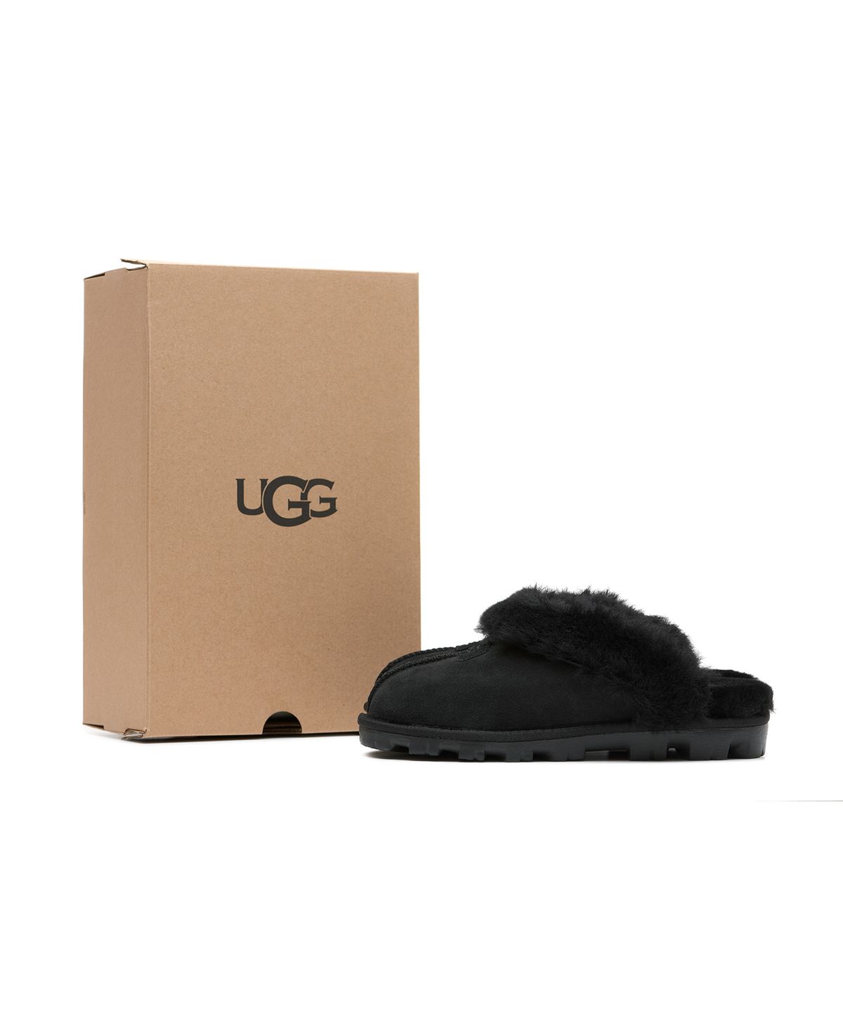 어그(UGG) [WOMEN] 퍼 카라 스웨이드 슬리퍼 (코케트) - 블랙 / 5125BLK