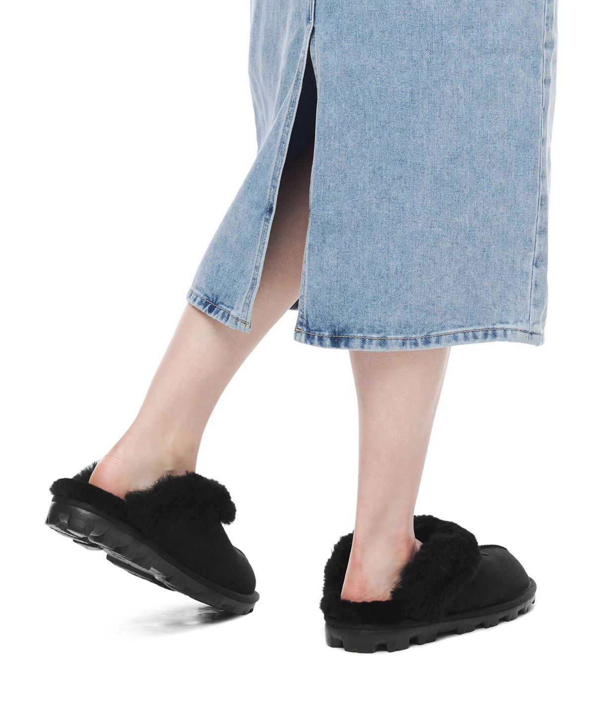 어그(UGG) [WOMEN] 퍼 카라 스웨이드 슬리퍼 (코케트) - 블랙 / 5125BLK