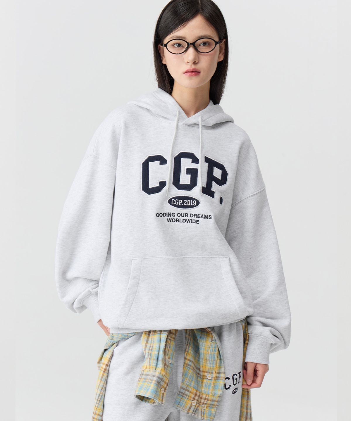 코드그라피(CGP) CGP 아치 로고 후드티_라이트그레이BDW