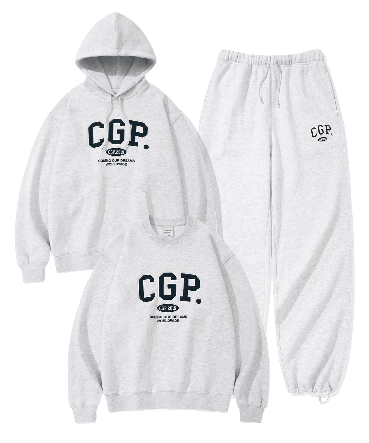 코드그라피(CGP) CGP 아치 로고 후드티_라이트그레이BDW