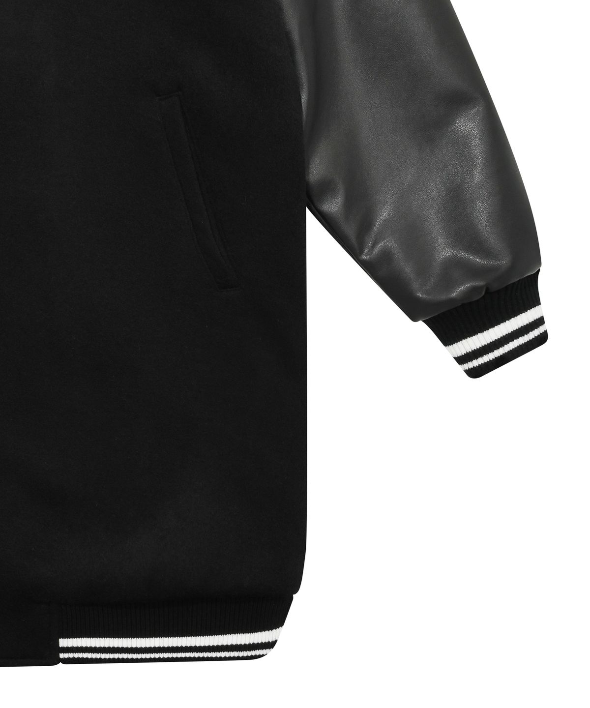 아조바이아조(AJOBYAJO) Oversized Varsity Stadium Jacket_Long [Black]