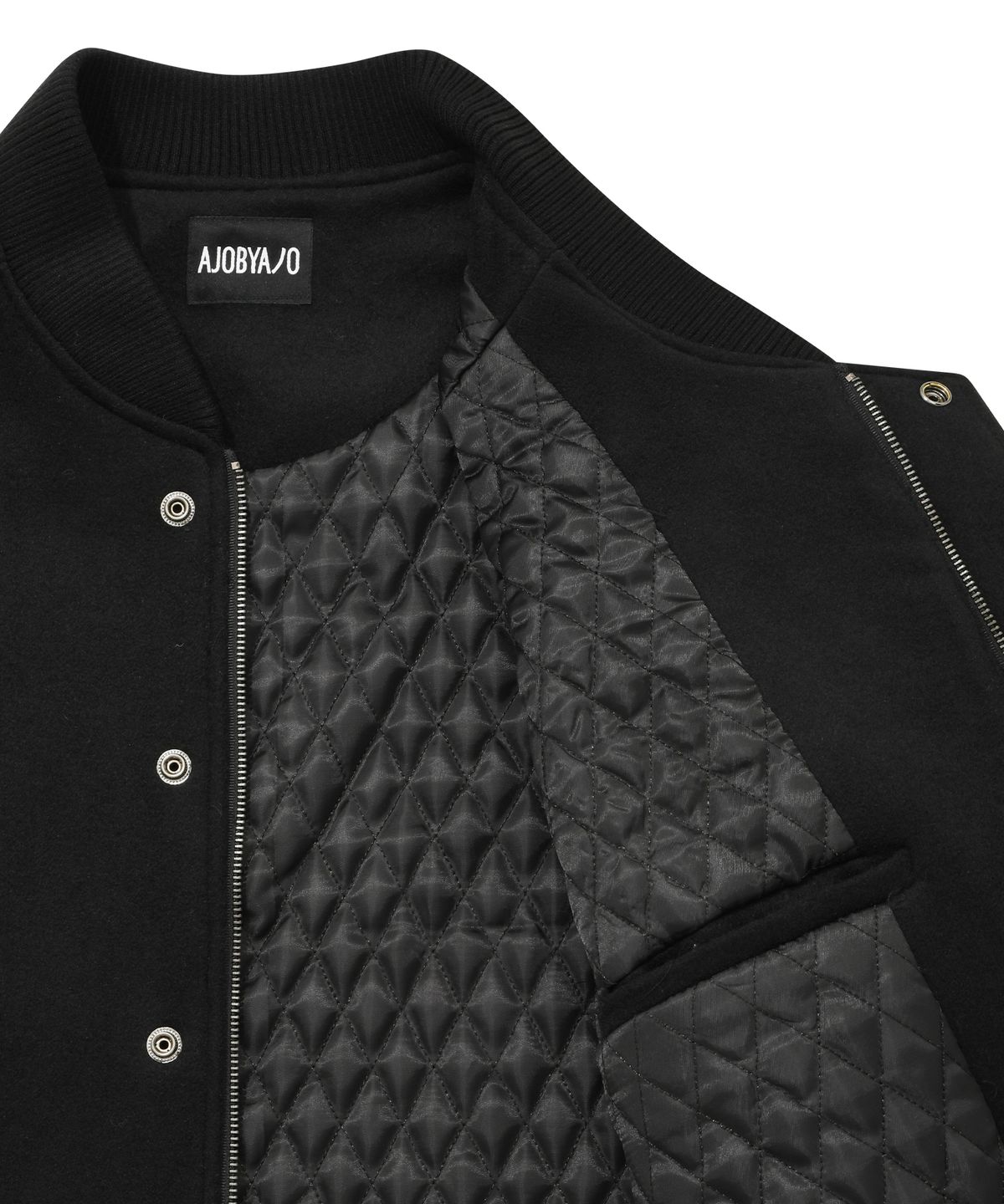 아조바이아조(AJOBYAJO) Oversized Varsity Stadium Jacket_Long [Black]