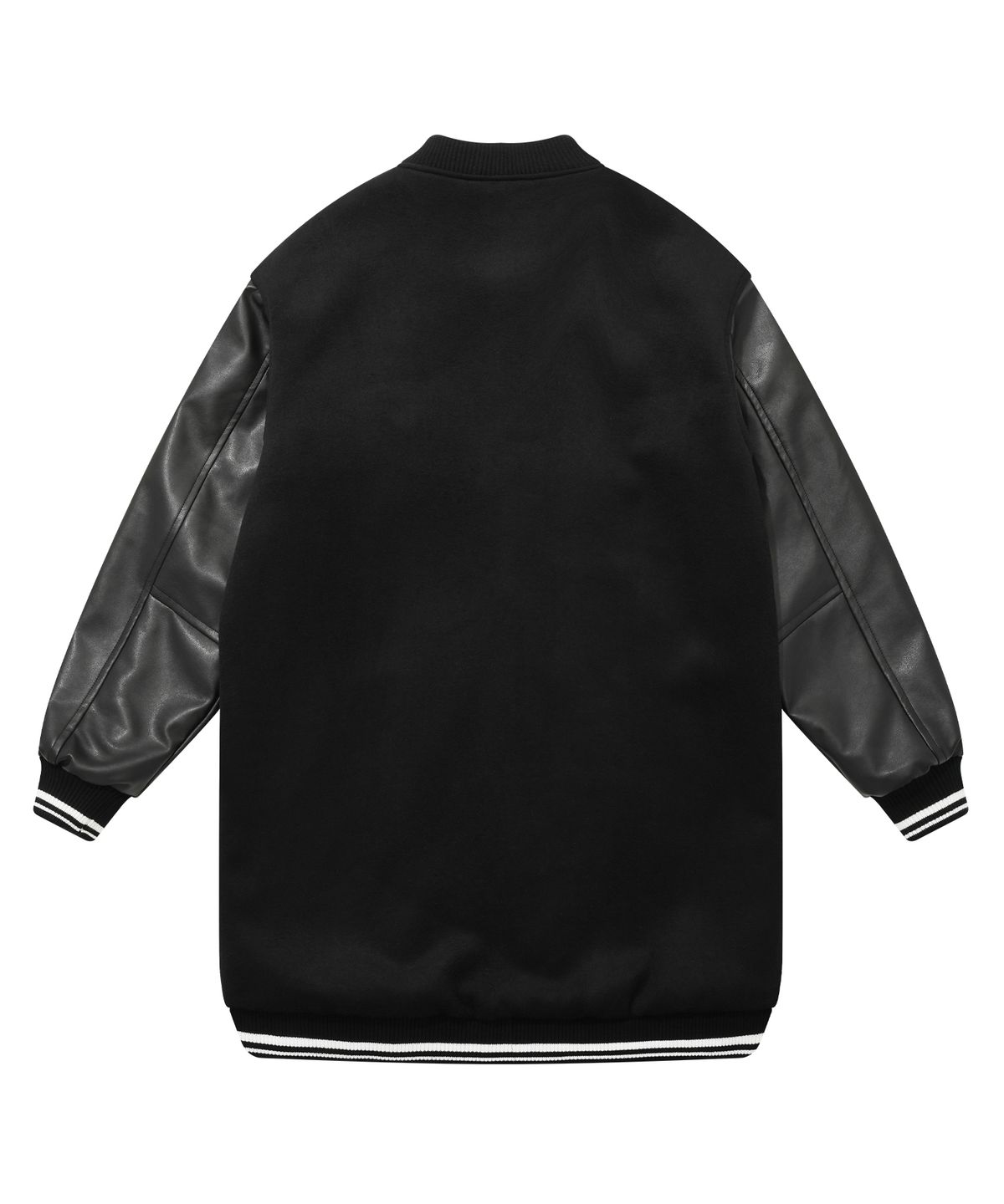 아조바이아조(AJOBYAJO) Oversized Varsity Stadium Jacket_Long [Black]