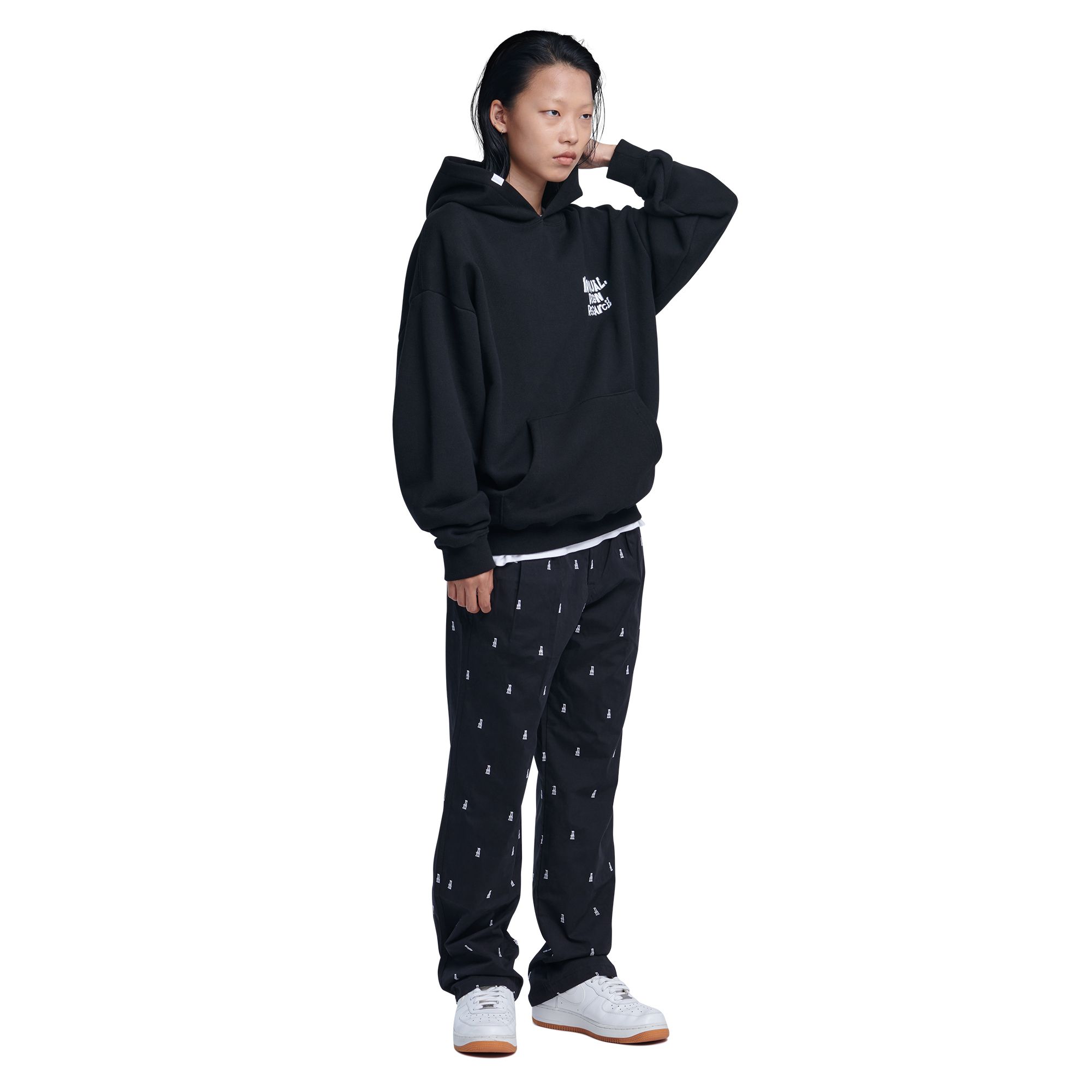 MUSINSA | NOMANUAL DOODLE LOGO HOODIE - BLACK