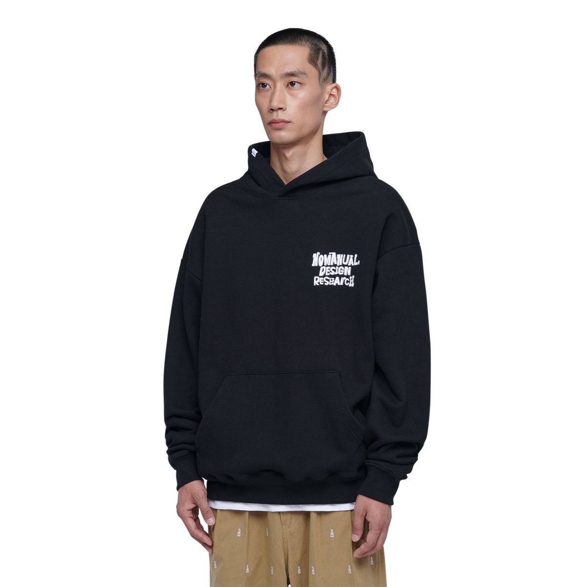 노매뉴얼(NOMANUAL) DOODLE LOGO HOODIE - BLACK