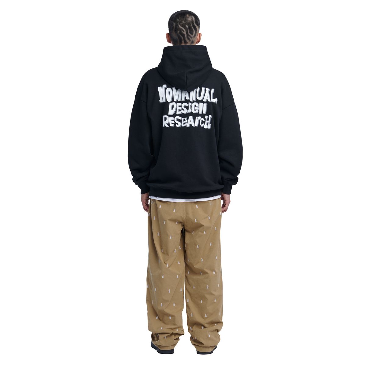 노매뉴얼(NOMANUAL) DOODLE LOGO HOODIE - BLACK