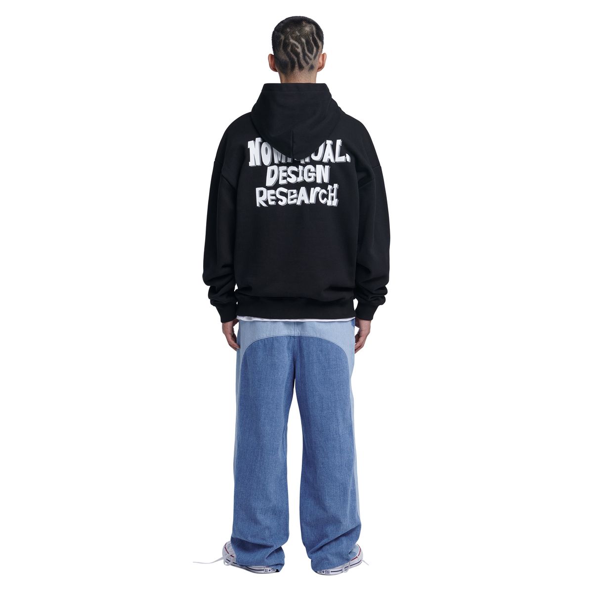 노매뉴얼(NOMANUAL) DOODLE LOGO HOODIE - BLACK