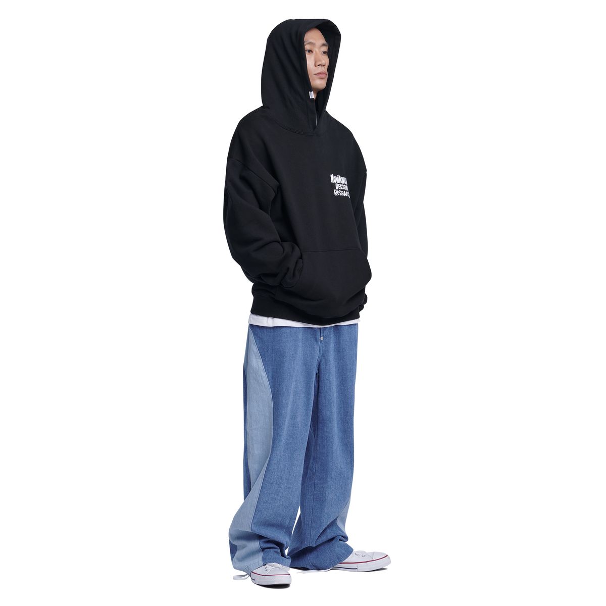 노매뉴얼(NOMANUAL) DOODLE LOGO HOODIE - BLACK