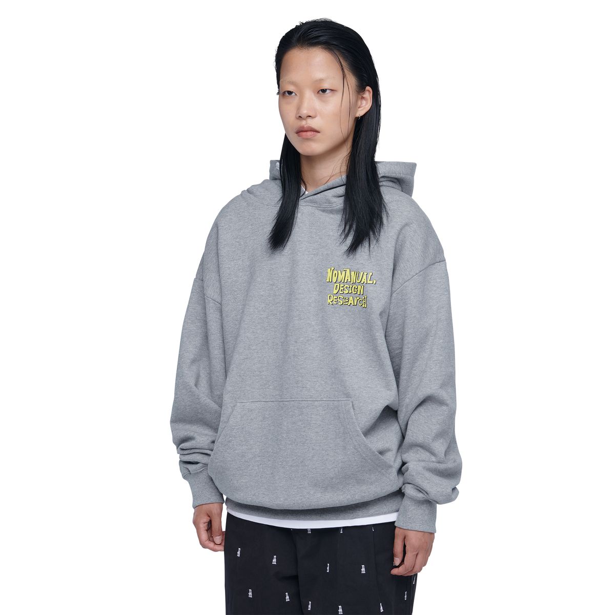 노매뉴얼(NOMANUAL) DOODLE LOGO HOODIE - GRAY