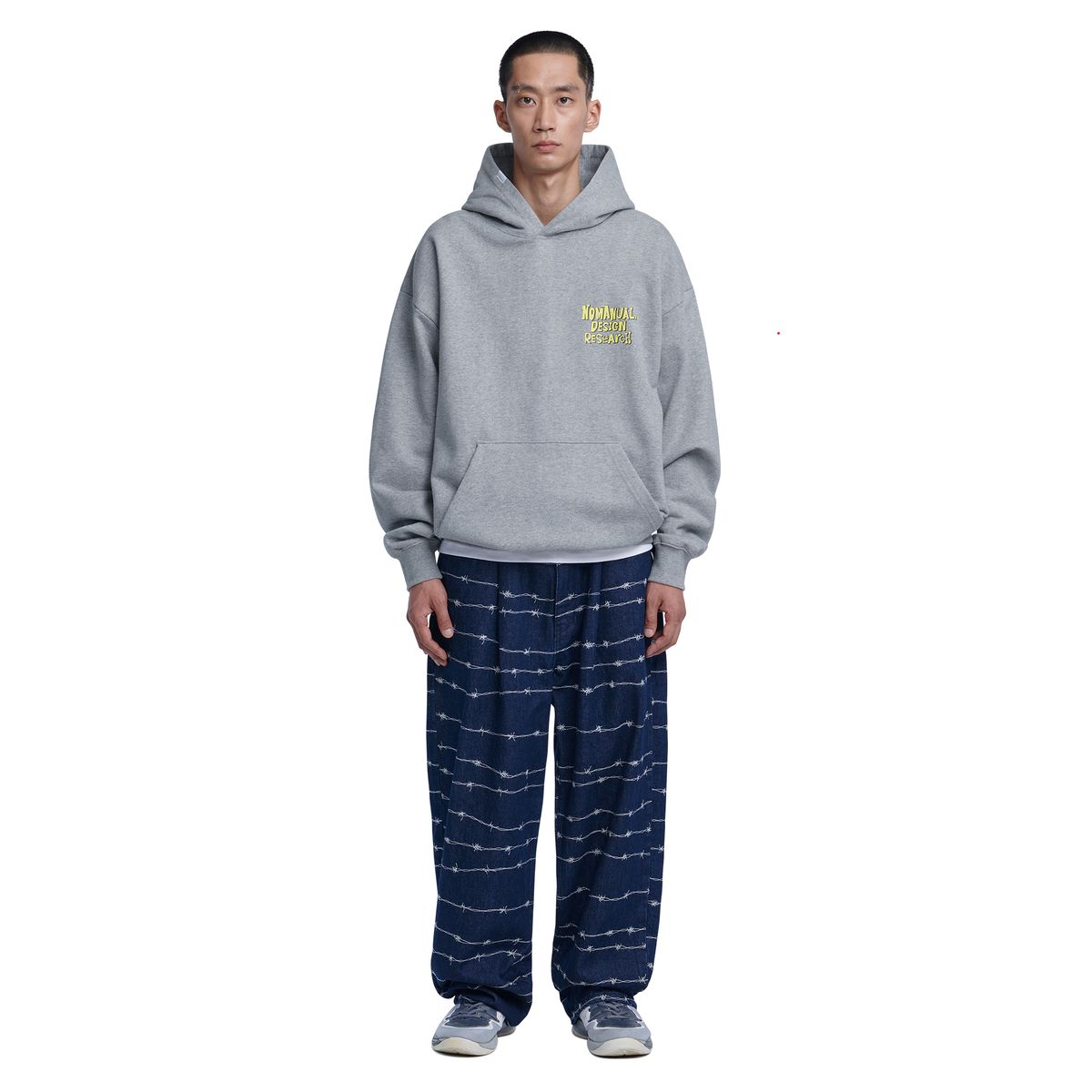 노매뉴얼(NOMANUAL) DOODLE LOGO HOODIE - GRAY