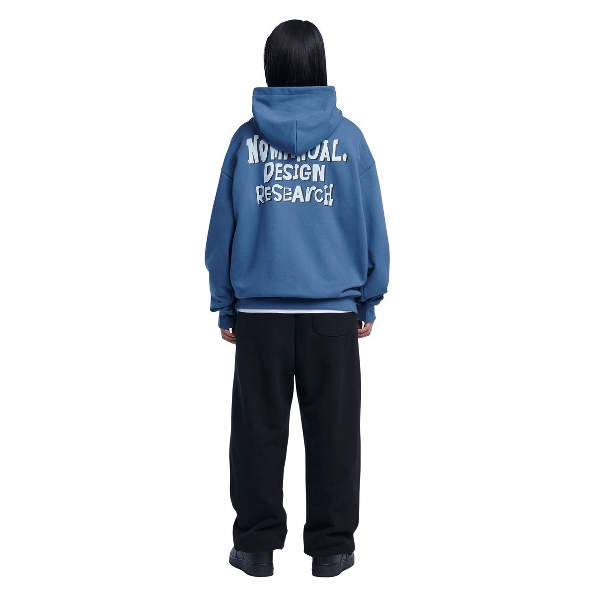 노매뉴얼(NOMANUAL) DOODLE LOGO HOODIE - LIGHT NAVY