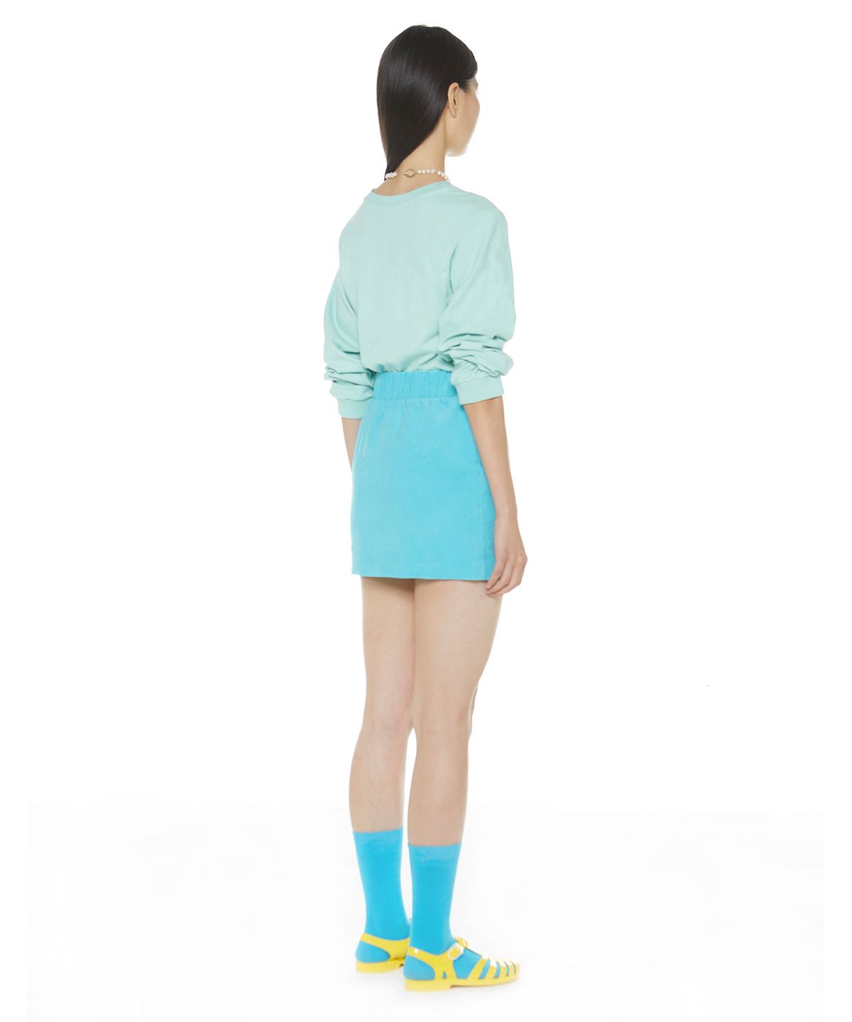 수키(SUKEE) 자수 로고 미니 코듀로이 스커트 (  블루베리  )