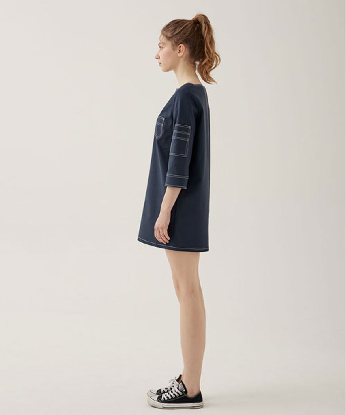 레터스(LETTUCE) 스퀘어넥 캐주얼 드레스 (navy)