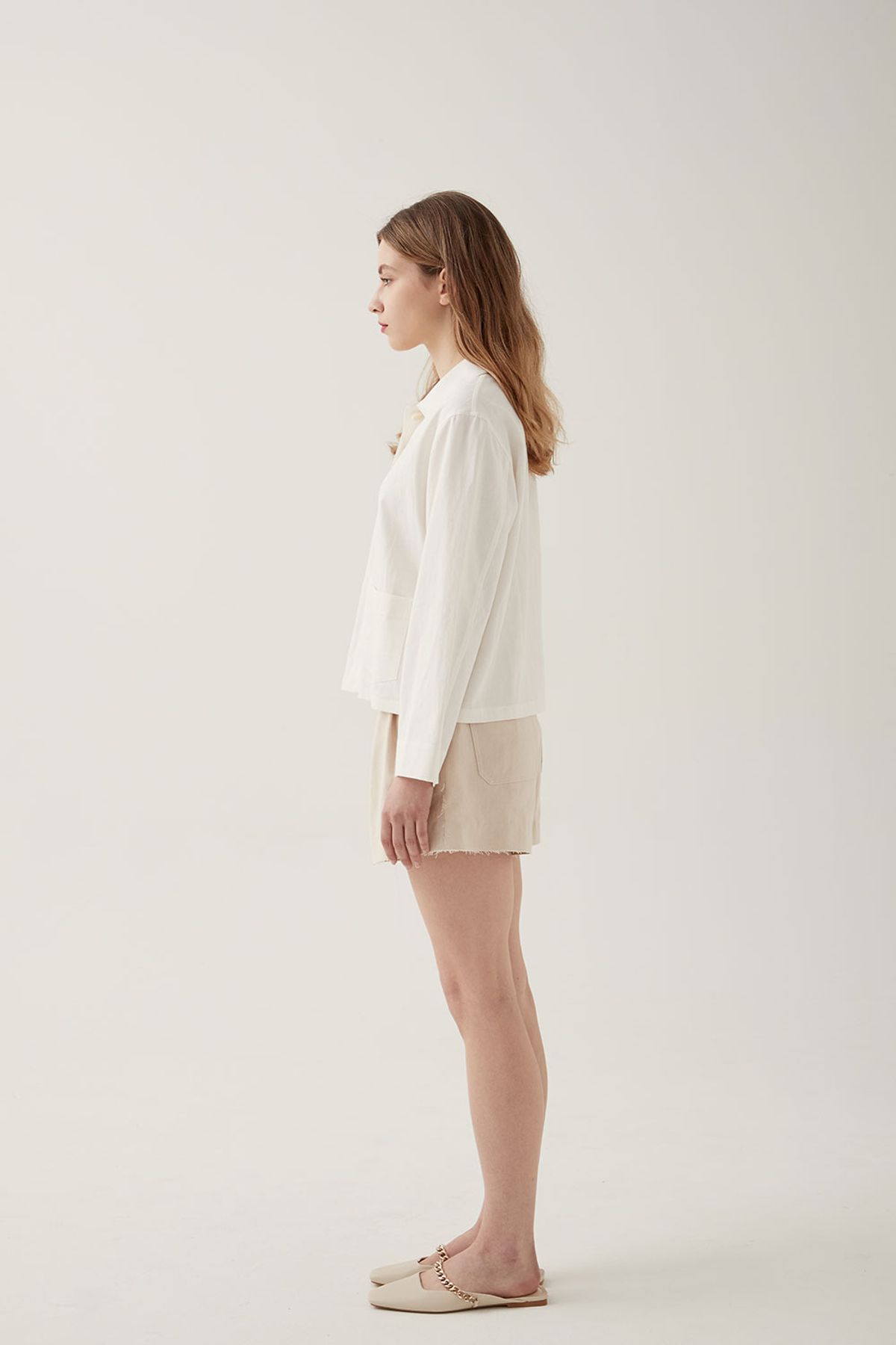 레터스(LETTUCE) 린넨 블렌드 롱 슬리브 셔츠( ivory)