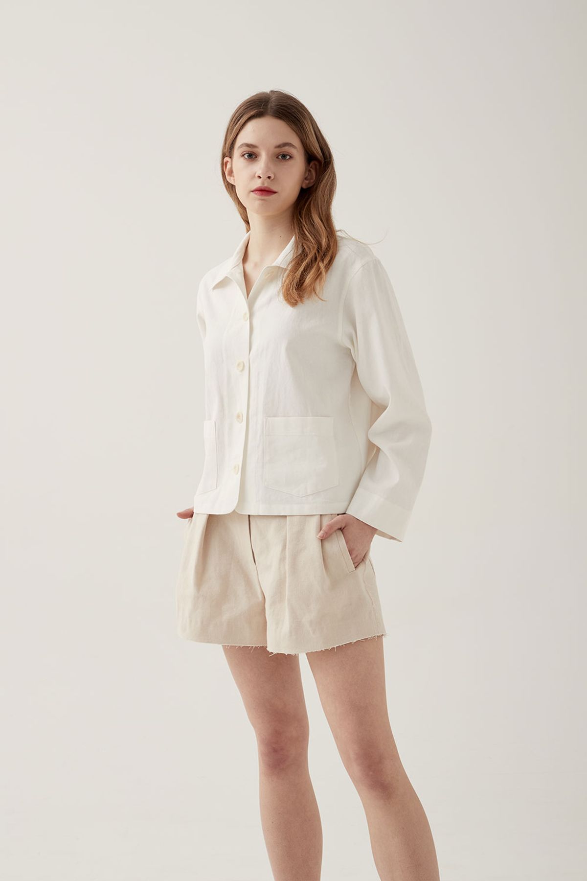 레터스(LETTUCE) 린넨 블렌드 롱 슬리브 셔츠( ivory)