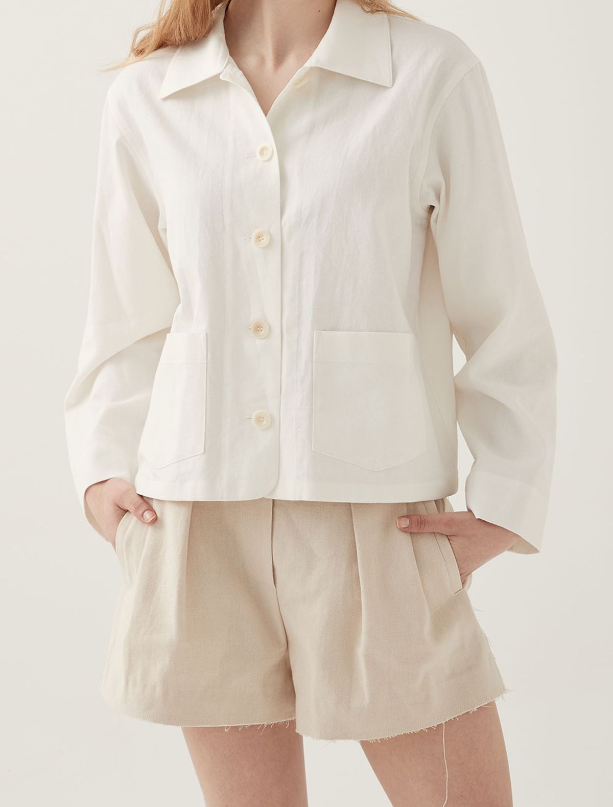 레터스(LETTUCE) 린넨 블렌드 롱 슬리브 셔츠( ivory)