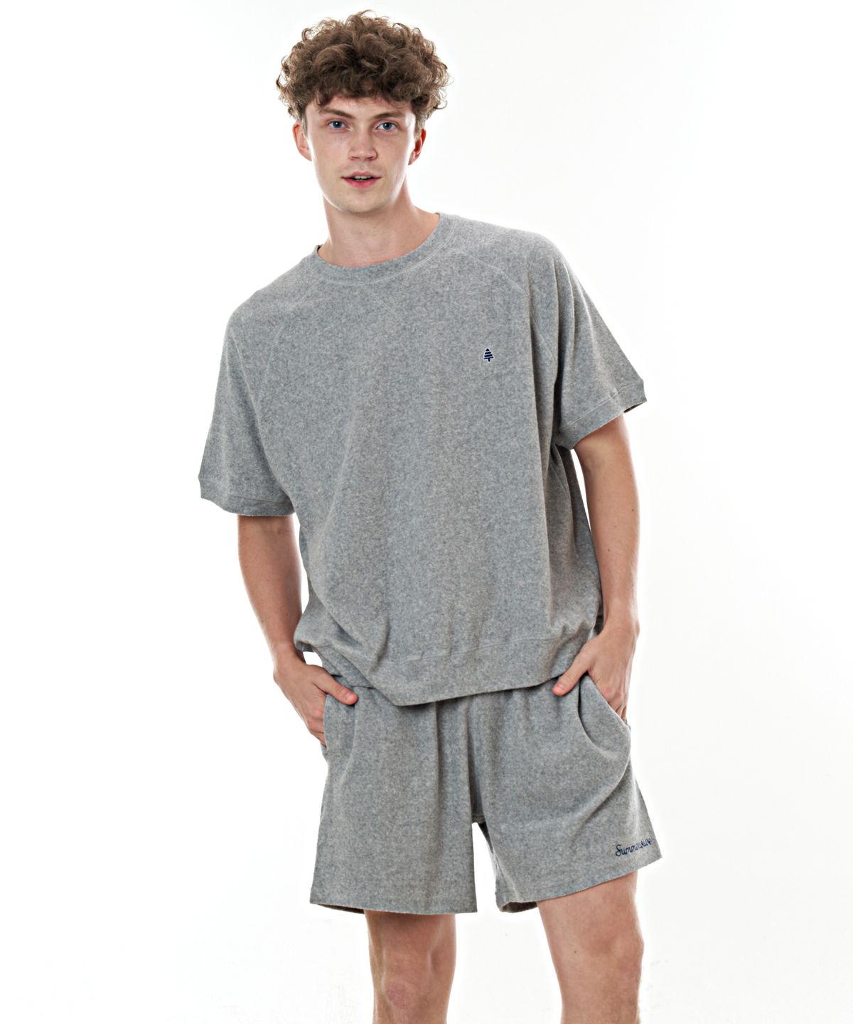 베이크셔츠(BAKESHIRT) 테리 크루넥 숏슬리브 멜란지