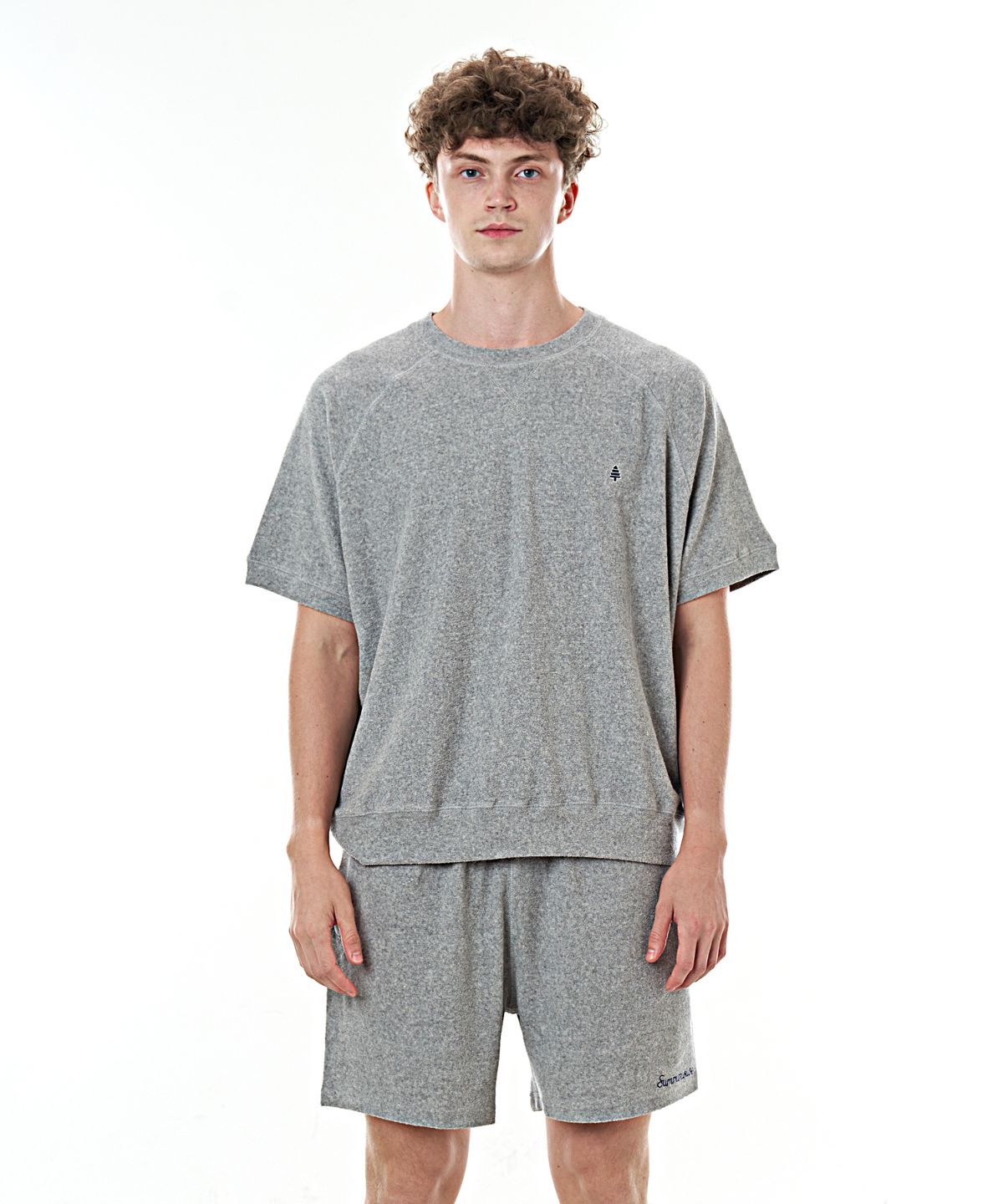 베이크셔츠(BAKESHIRT) 테리 크루넥 숏슬리브 멜란지