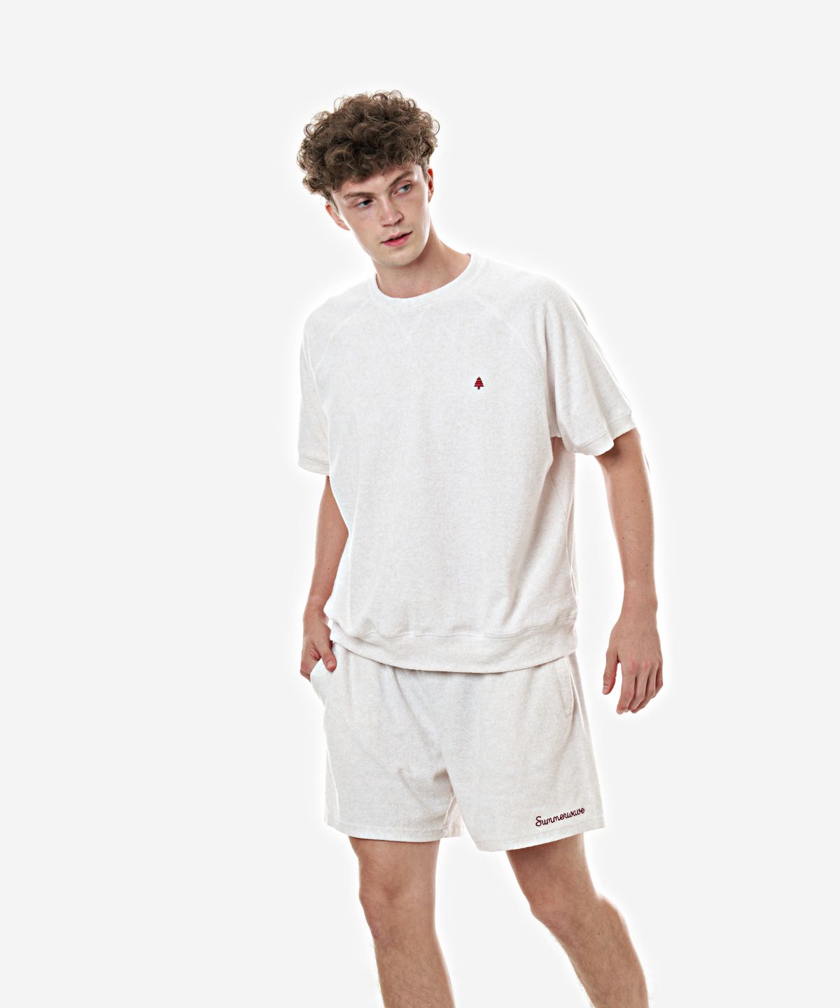 베이크셔츠(BAKESHIRT) 테리 크루넥 숏슬리브 오트밀