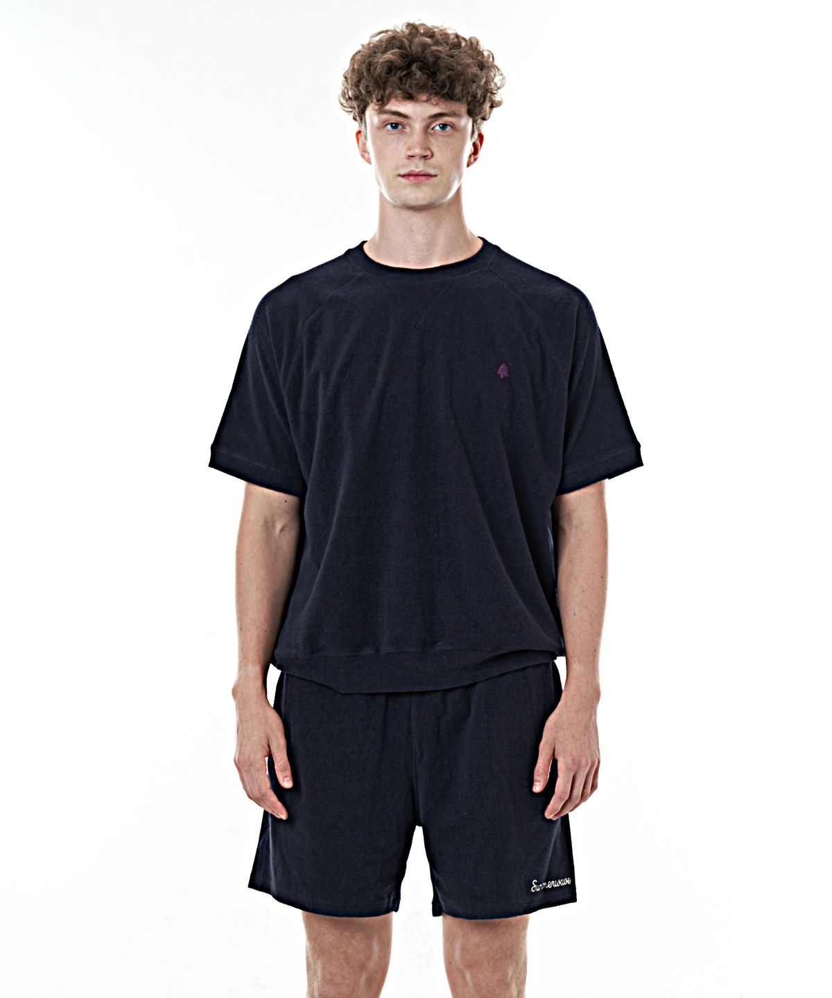 베이크셔츠(BAKESHIRT) 테리 크루넥 숏슬리브 네이비